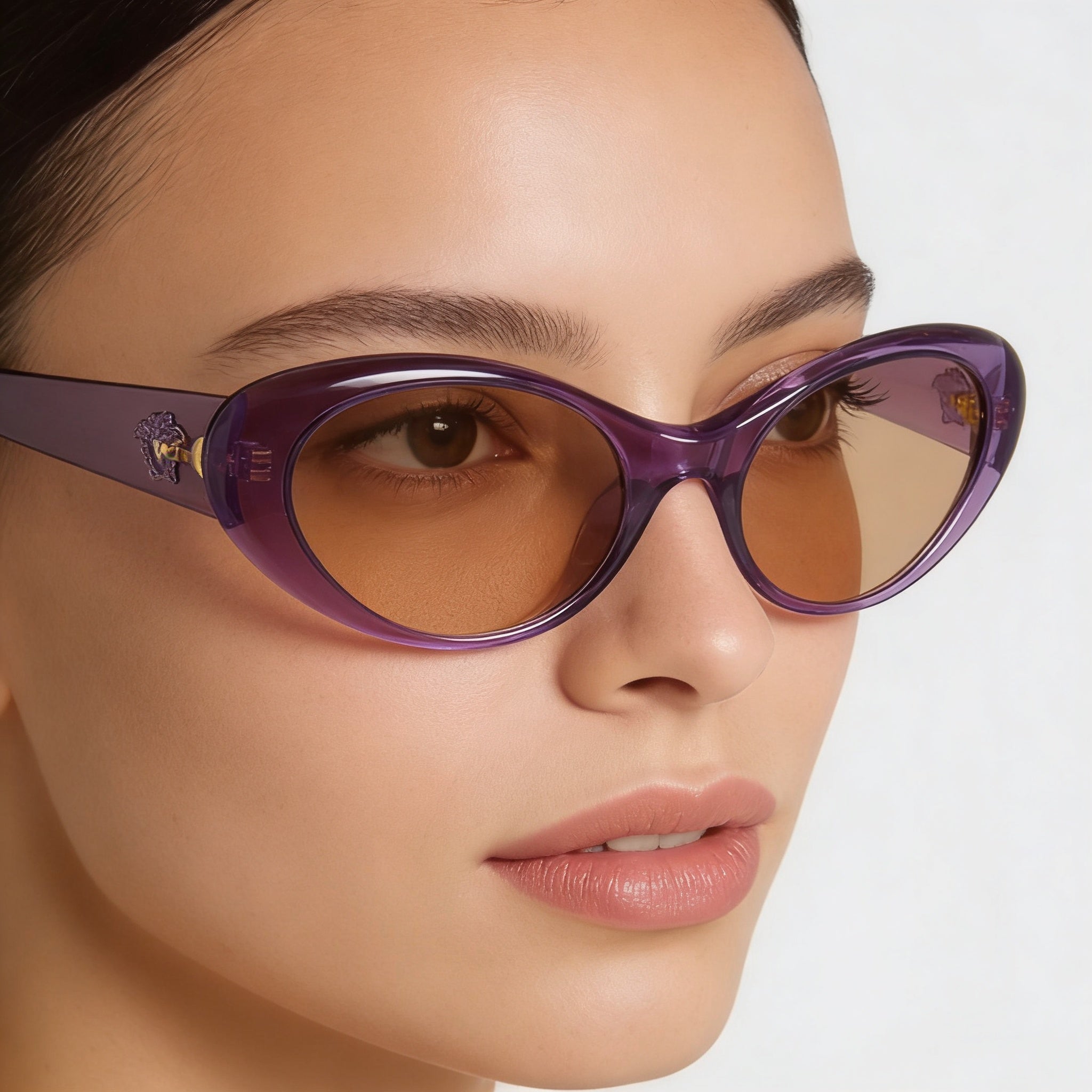 Gafas de sol Versace Ve 4455u para mujer, de plástico multicolor, montura completa, marrón oscuro, con protección UV, 53 mm, Photo 5