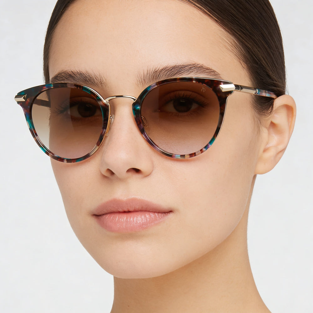 rag & bone Modern Women's Havana Multicoloured Metal Sunglasses Brown Violet Double Shade UV Protected Non-Polarized 53mm