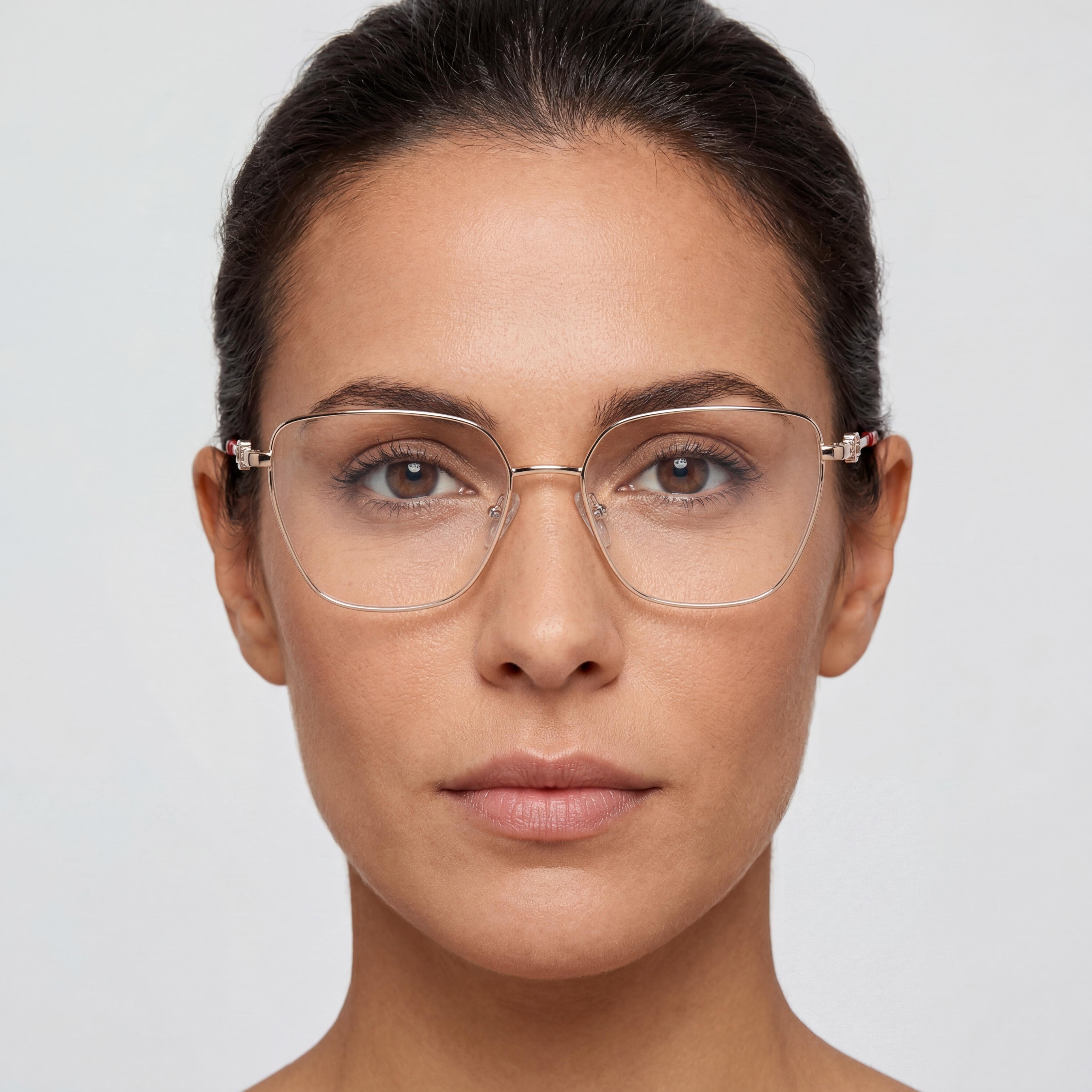Gafas Ópticas GUESS GEOMETRIC para Mujer, Montura de Metal Oro Pálido con Lentes Transparentes, Talla 55/16/140, Photo 4