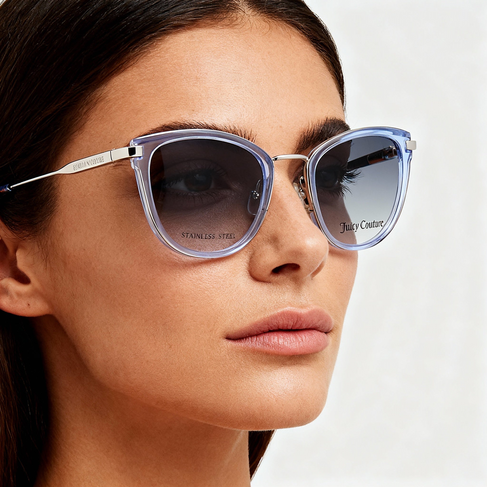 Juicy Couture Modern Women's Transparent Azure Blue Polyamide Eyeglasses, Crystal Azure Non-polarised Polycarbonate Lenses 50mm, Photo 4