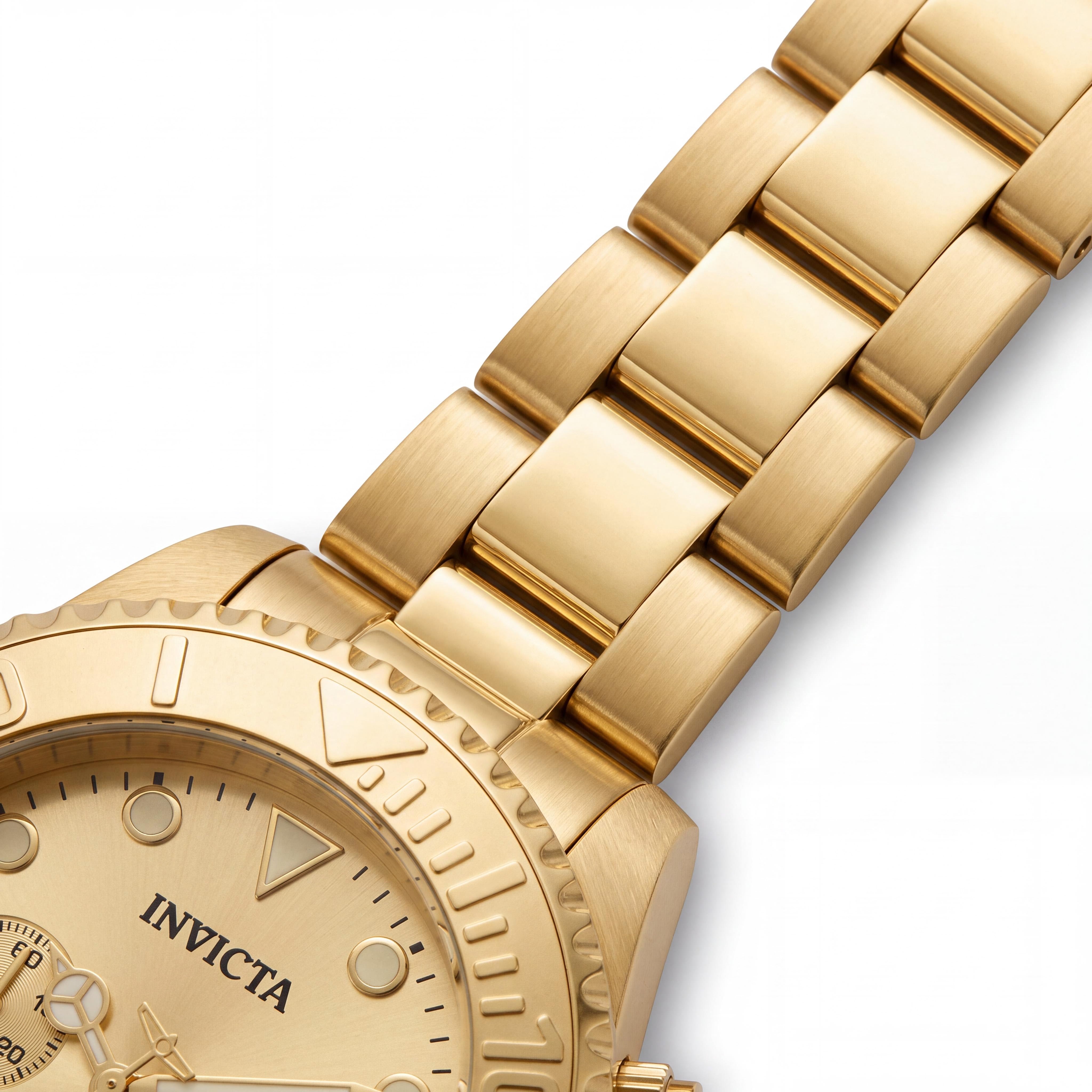 Reloj cronógrafo Invicta Pro Diver 50588 unisex de cuarzo con esfera dorada, brazalete de acero inoxidable, caja de 47 mm, Photo 3