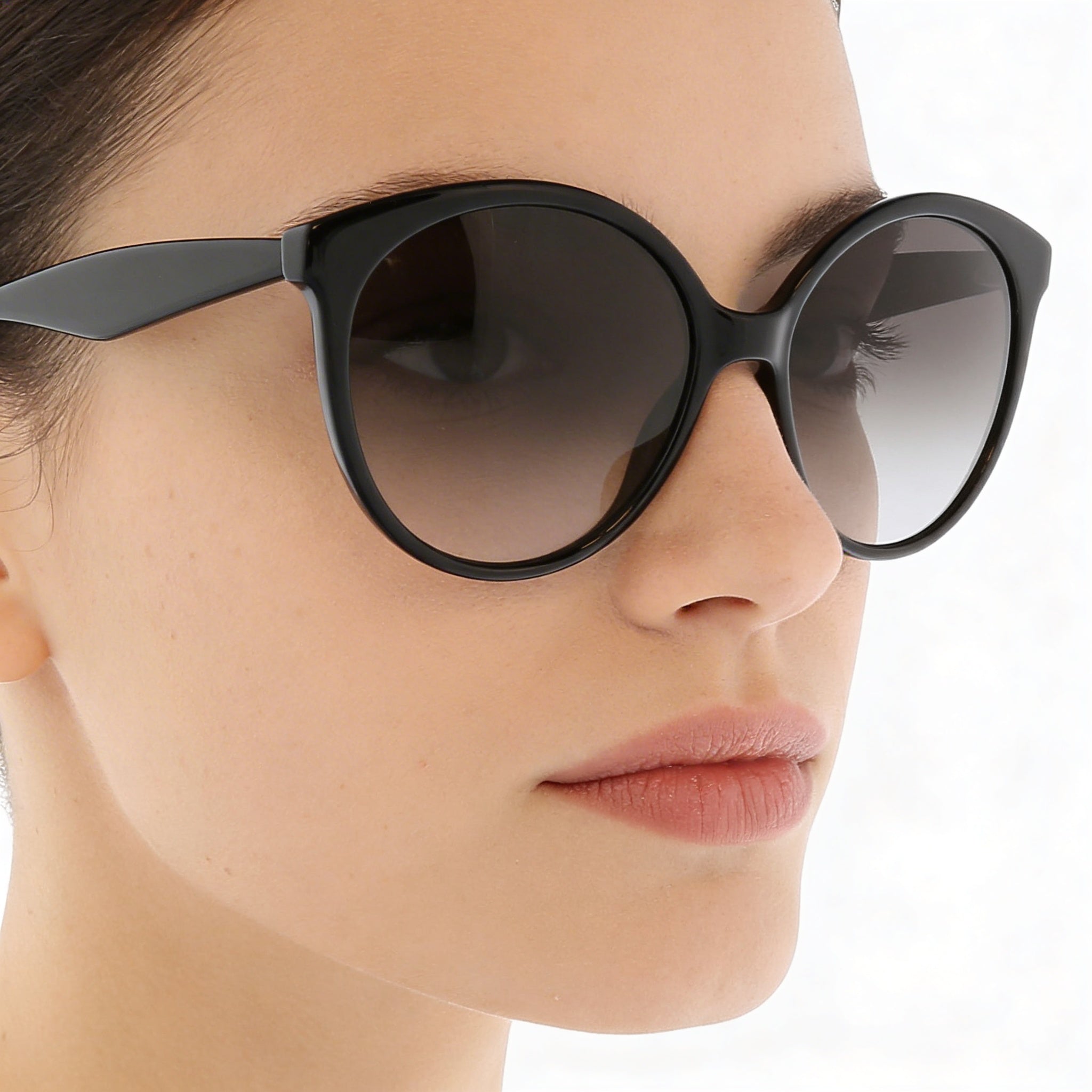 Gafas de sol redondas de plástico negro Salvatore Ferragamo Sf1071s para mujer, lentes grises degradadas, protección UV de 58 mm, Photo 4