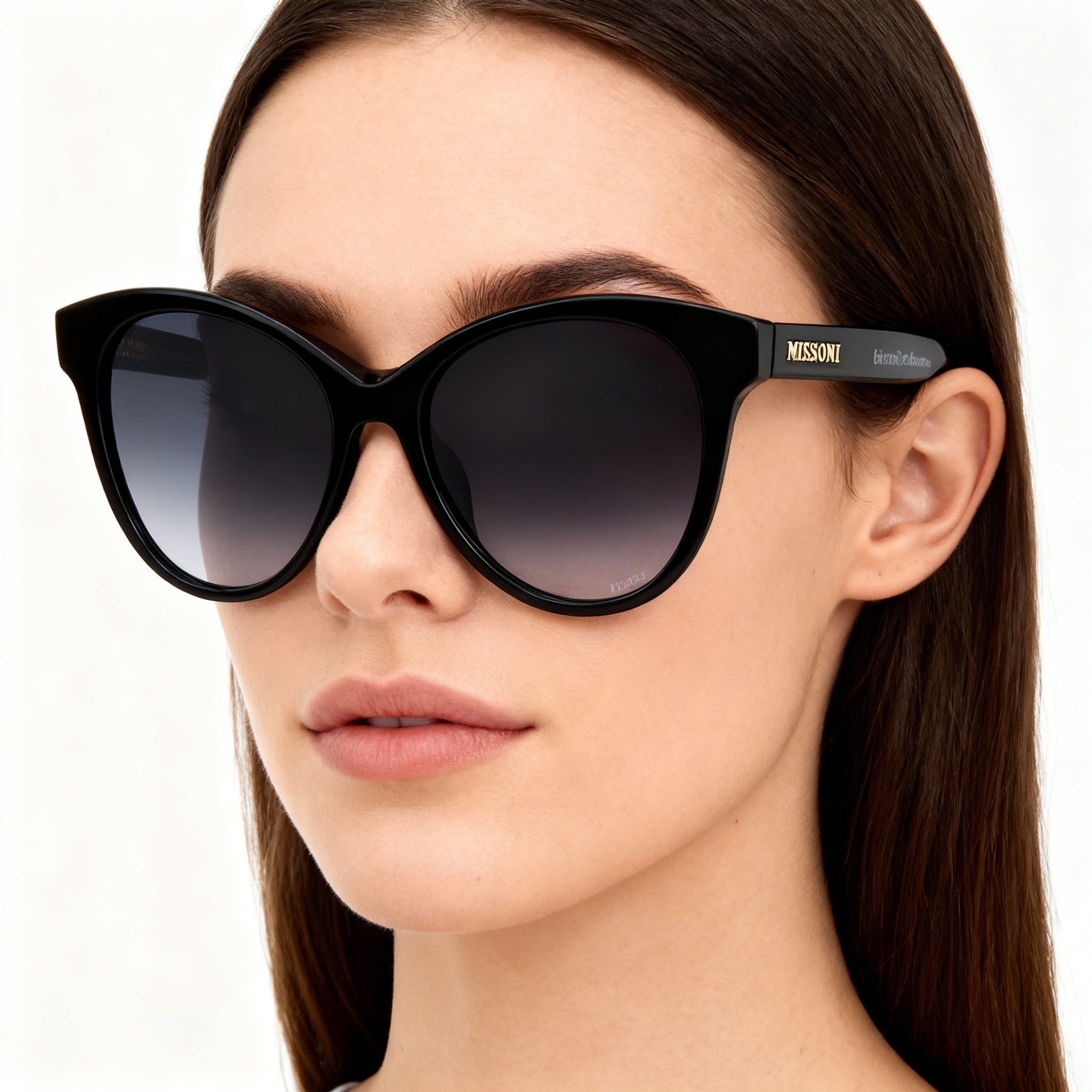 Missoni Modern Women's Black Acetate Sunglasses, Dark Grey Shaded, Non-Polarized UV Protection 54mm, Photo 4