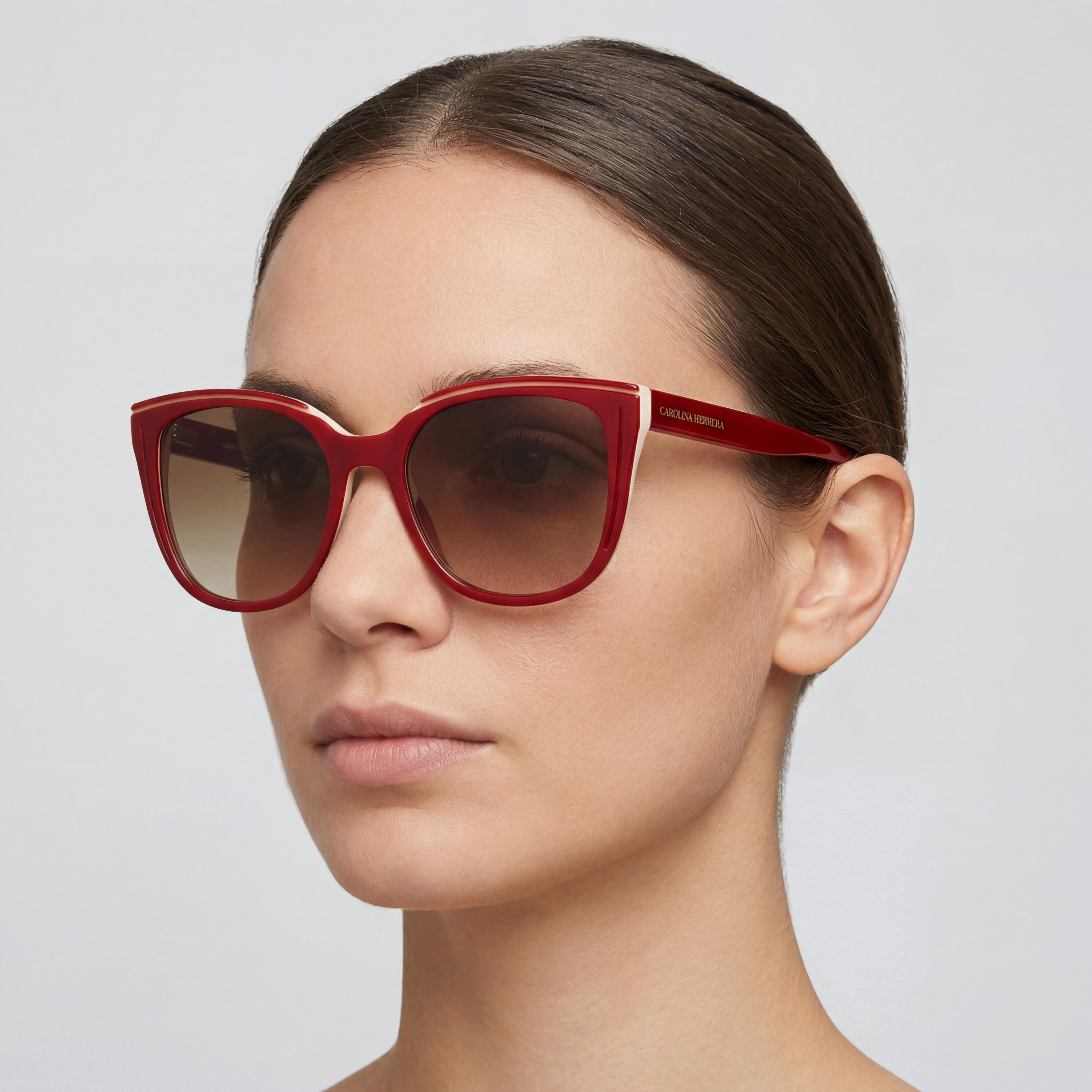Carolina Herrera Contemporary HER 0144/S Women's Acetate Burgundy Beige Brown Shaded Polycarbonate Lens 53mm Sunglasses, Photo 4