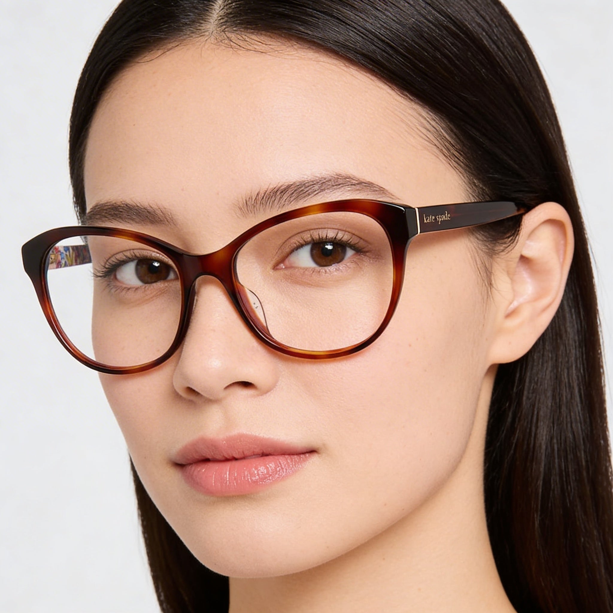 Kate Spade New York  Nataly Women's Dark Havana Plastic Eyewear Frame with Clear Plastic Lenses 51mm, Photo 3