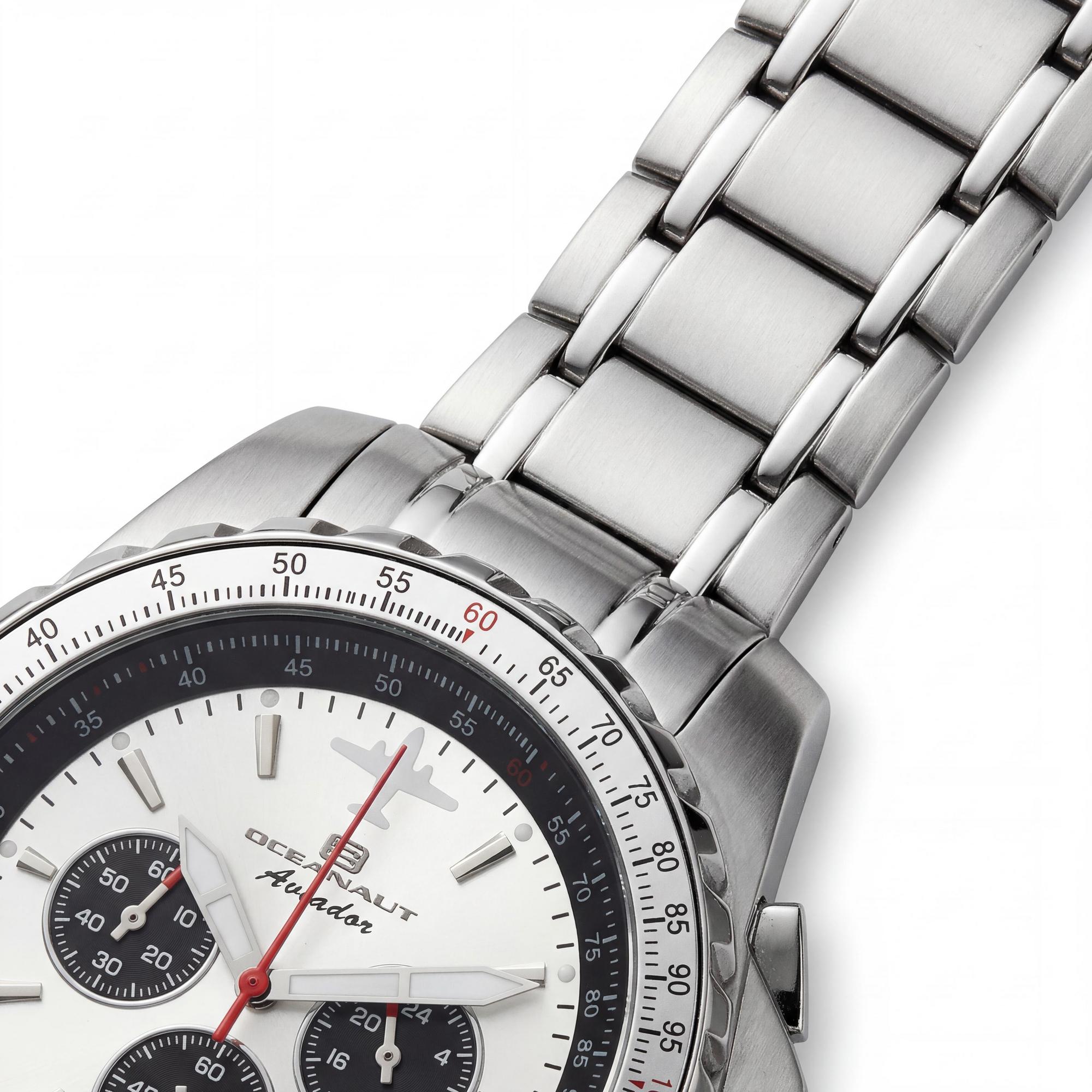 Oceanaut Aviador Pilot Men's Silver Chronograph Quartz Movement Watch with Rotating Bezel and Date Display 45mm, Photo 3