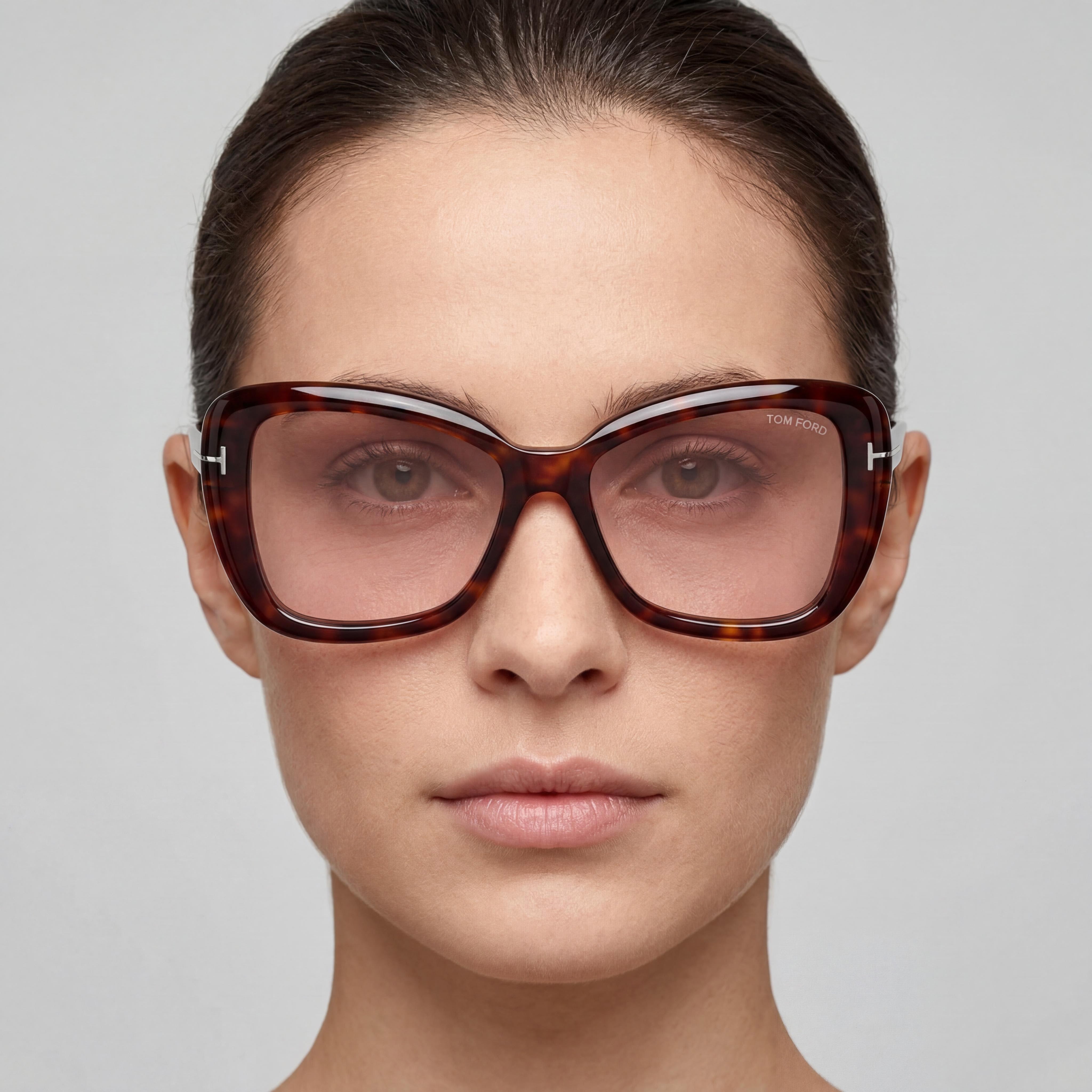 Tom Ford Ft1008 Maeve Gafas de sol de plástico unisex, Havana Oscuro Sombra Marrón Claro, Lentes Marrón Degradado, Protección UV 55mm, Photo 3