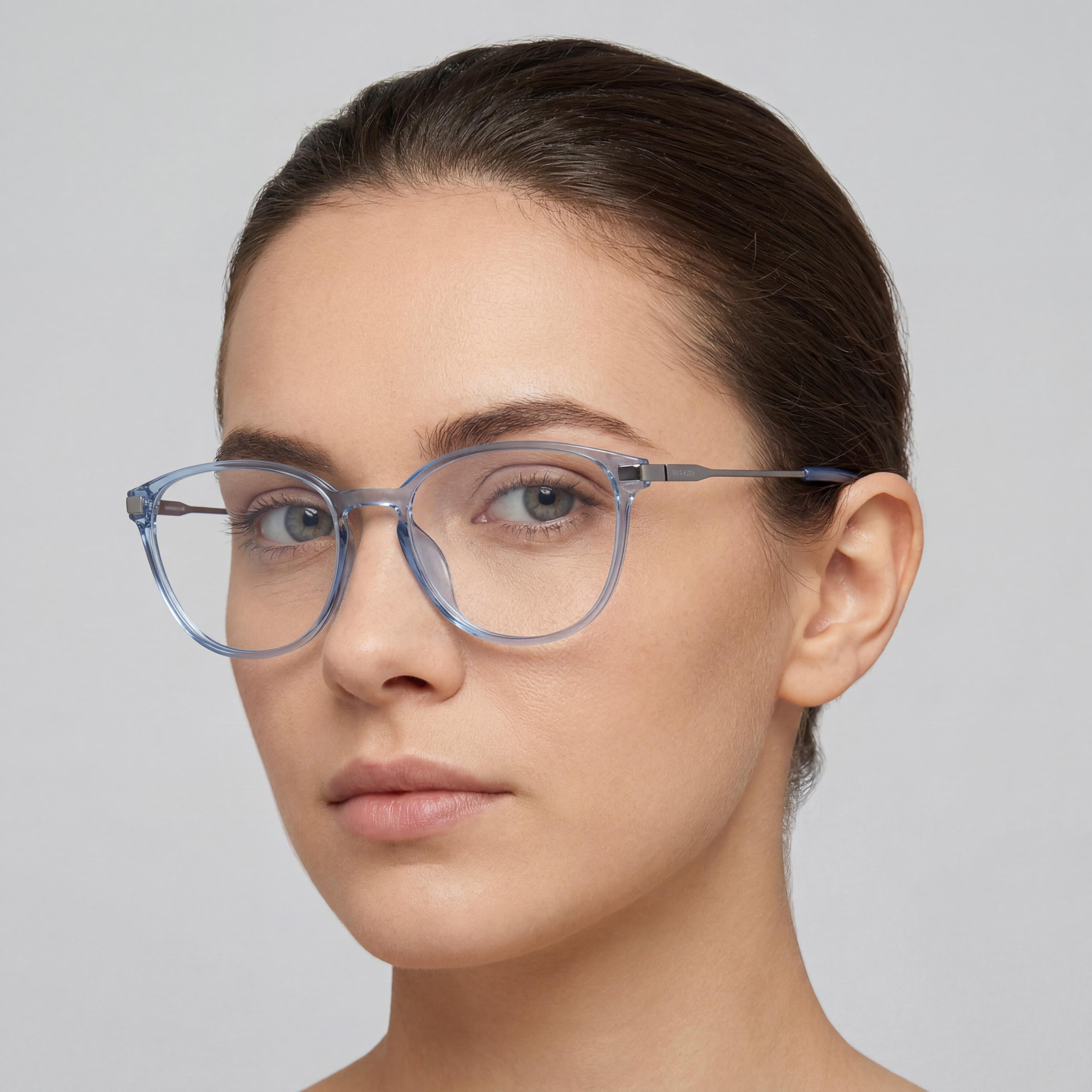 Gafas de sol Polaroid modernas para mujer con montura de acetato azul y lentes con protección UV no polarizadas de 52 mm, Photo 5
