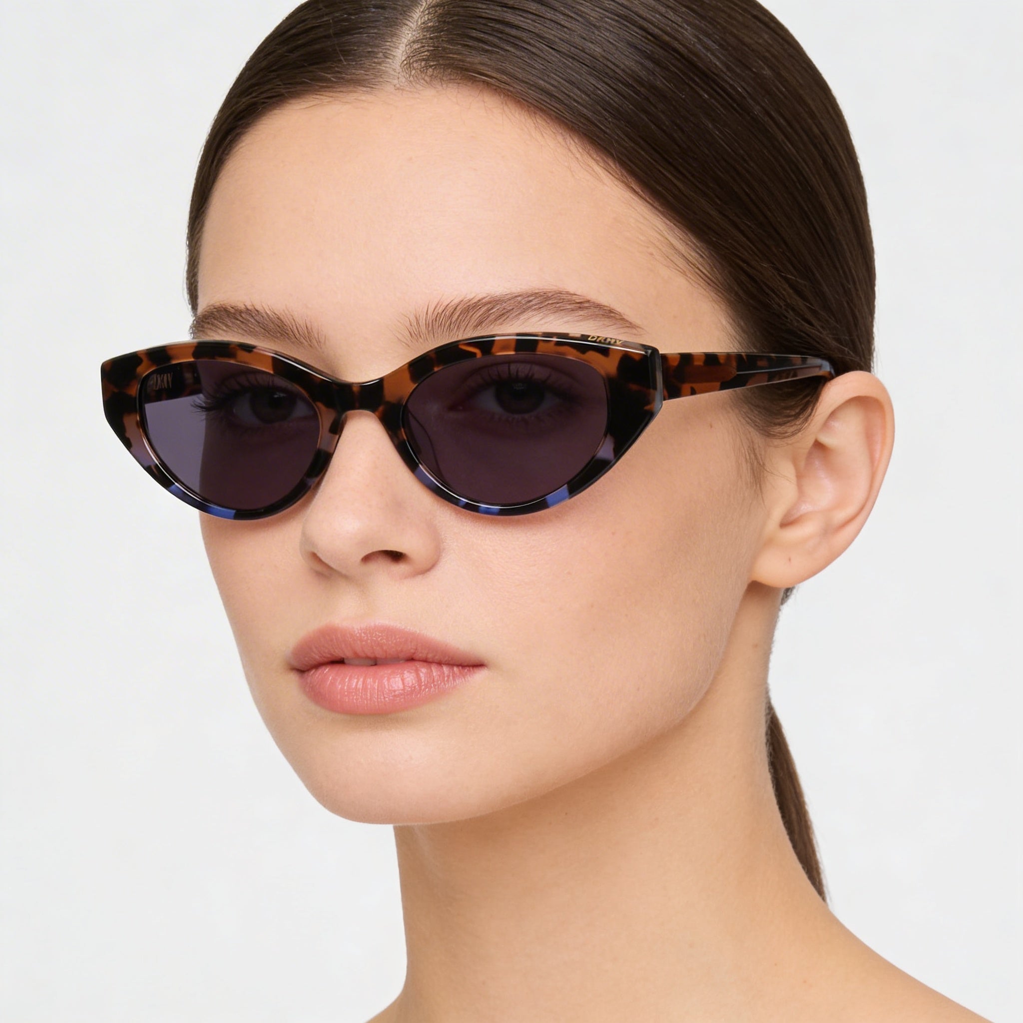 DKNY Classic Women's UV Protective Eyeglasses, Mocha Blue Tort Gradient Stainless Steel Frame, Size 51, Photo 4