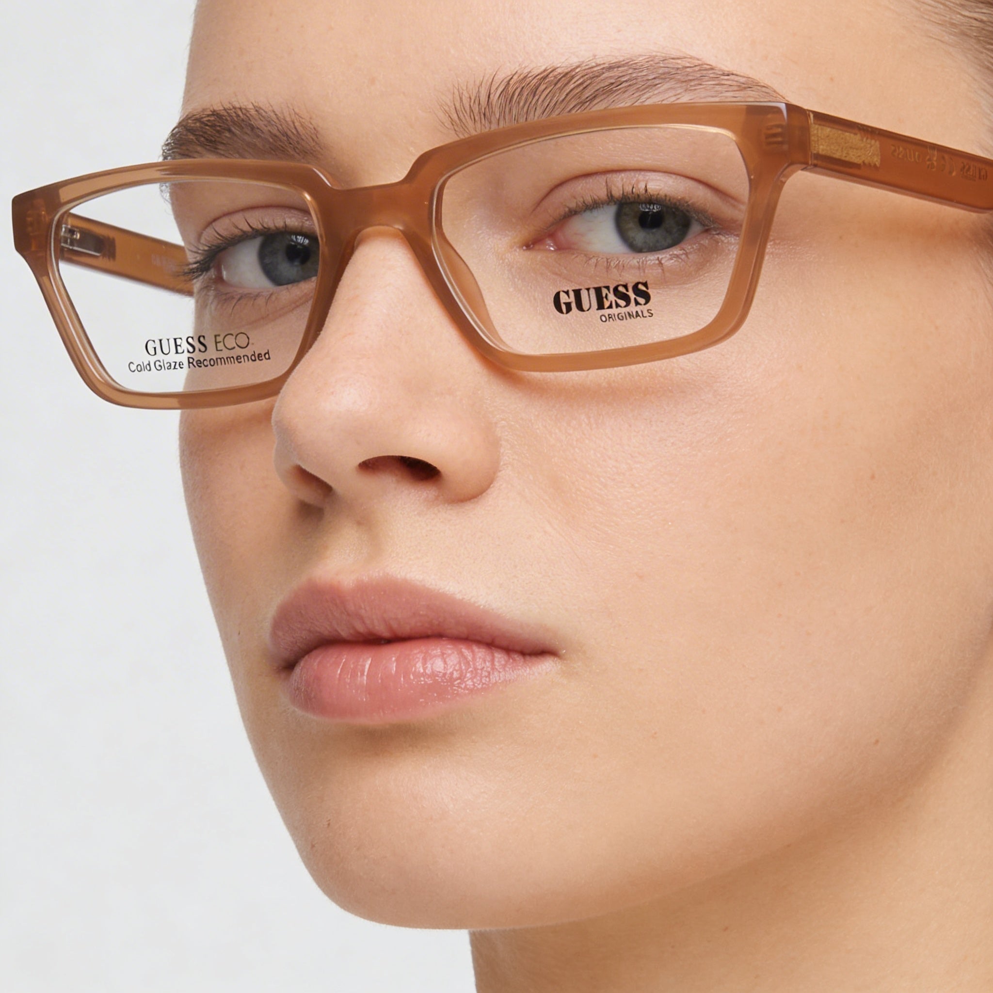 GUESS Modern Unisex INYECTADO Gafas Beige Brillante sin micas 54-19-145, Photo 4