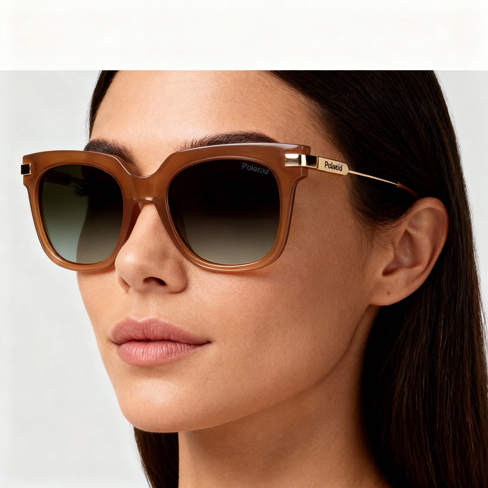 Polaroid Classic Women's Square Polycarbonate Orange Frame Brown Polarized 51mm Sunglasses, Photo 3