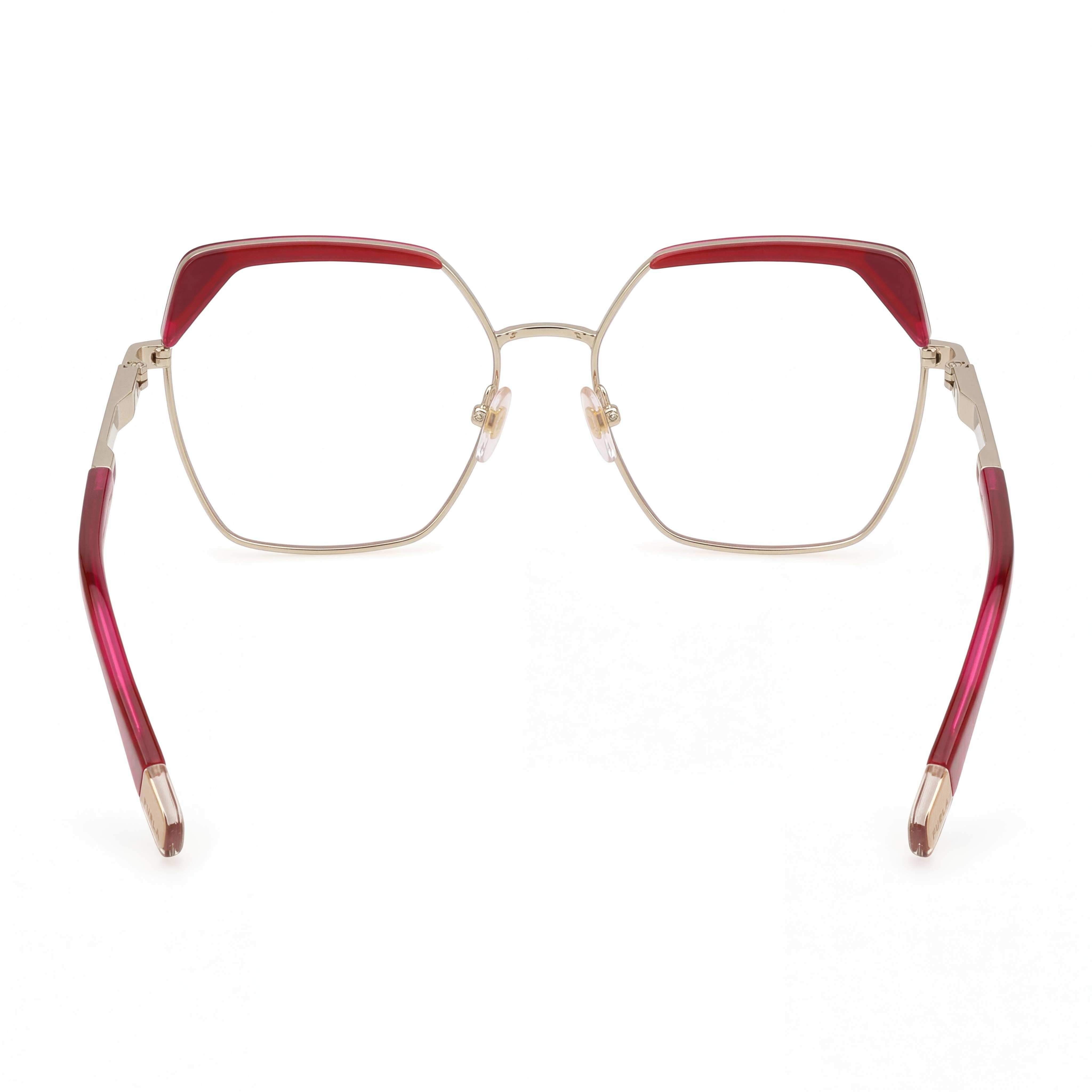 Furla VFU674V Oro Chiaro Lucido Square Eyeglasses for Men, Metal 55mm, Photo 3