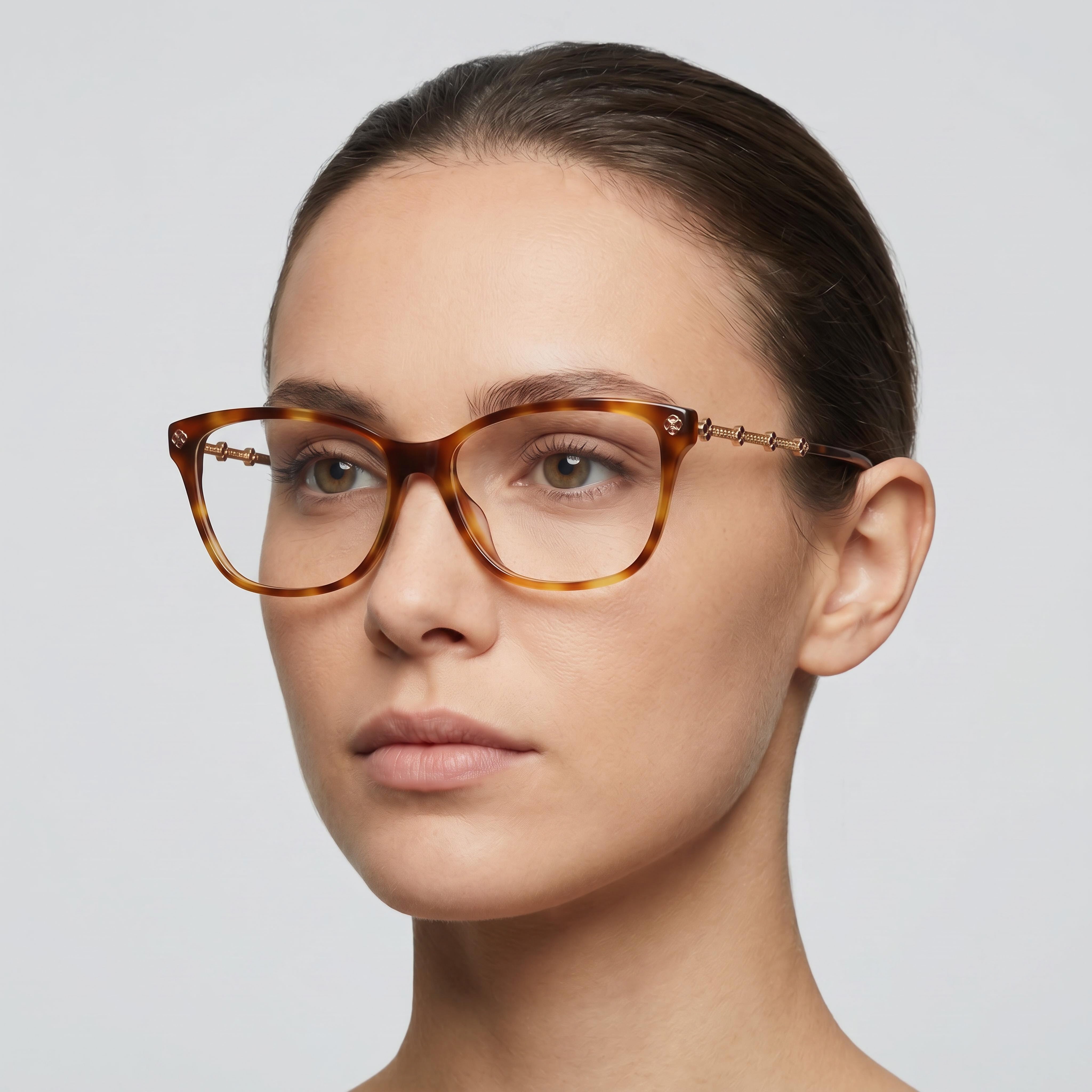 Chopard Gafas Clásicas Combinadas de Acetato y Metal para Mujer Habana Brillante Ocre 54-15-140, Photo 4