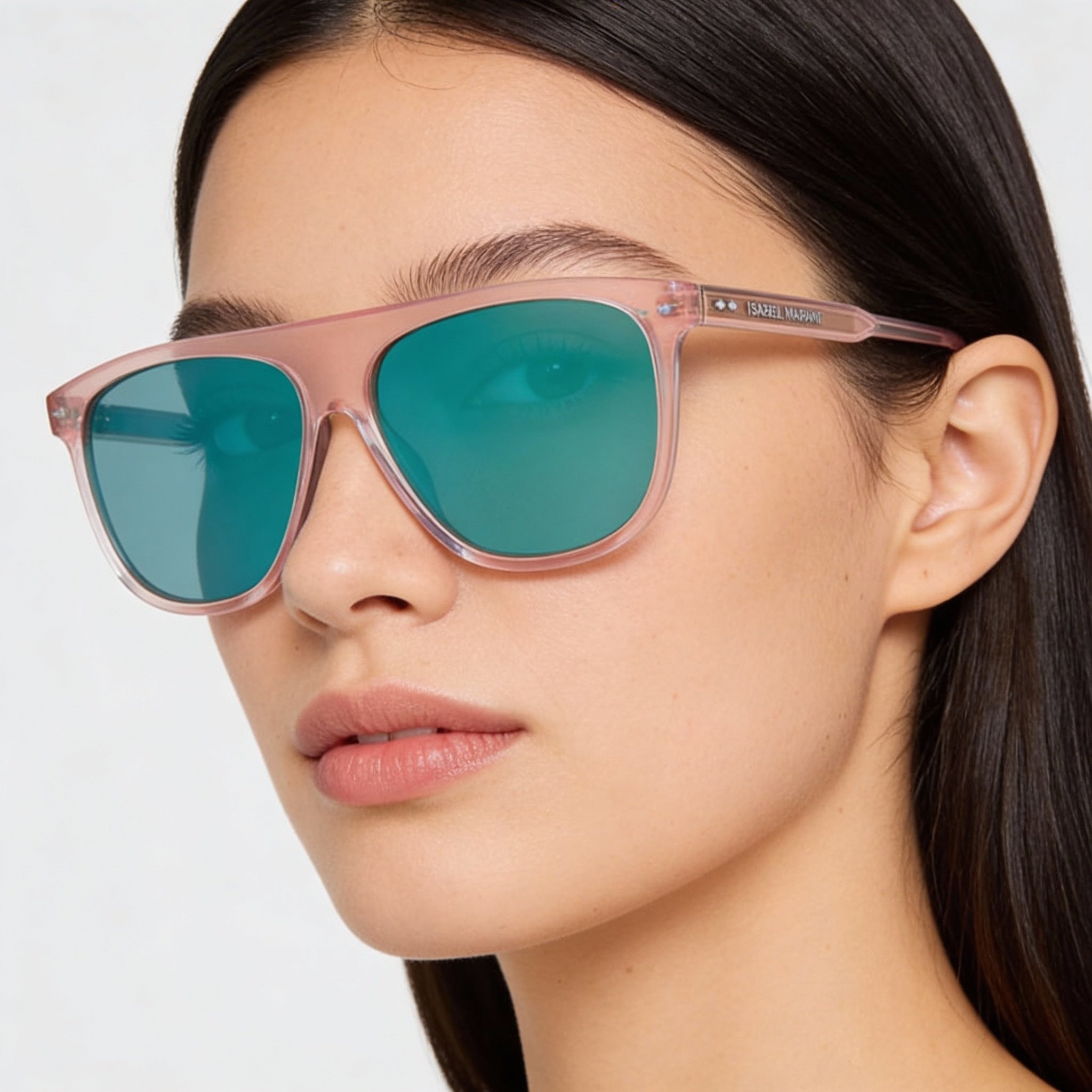 Isabel Marant Im0009s Women's Transparent Pink Plastic Frame Green Lens Sunglasses 61mm, Photo 5