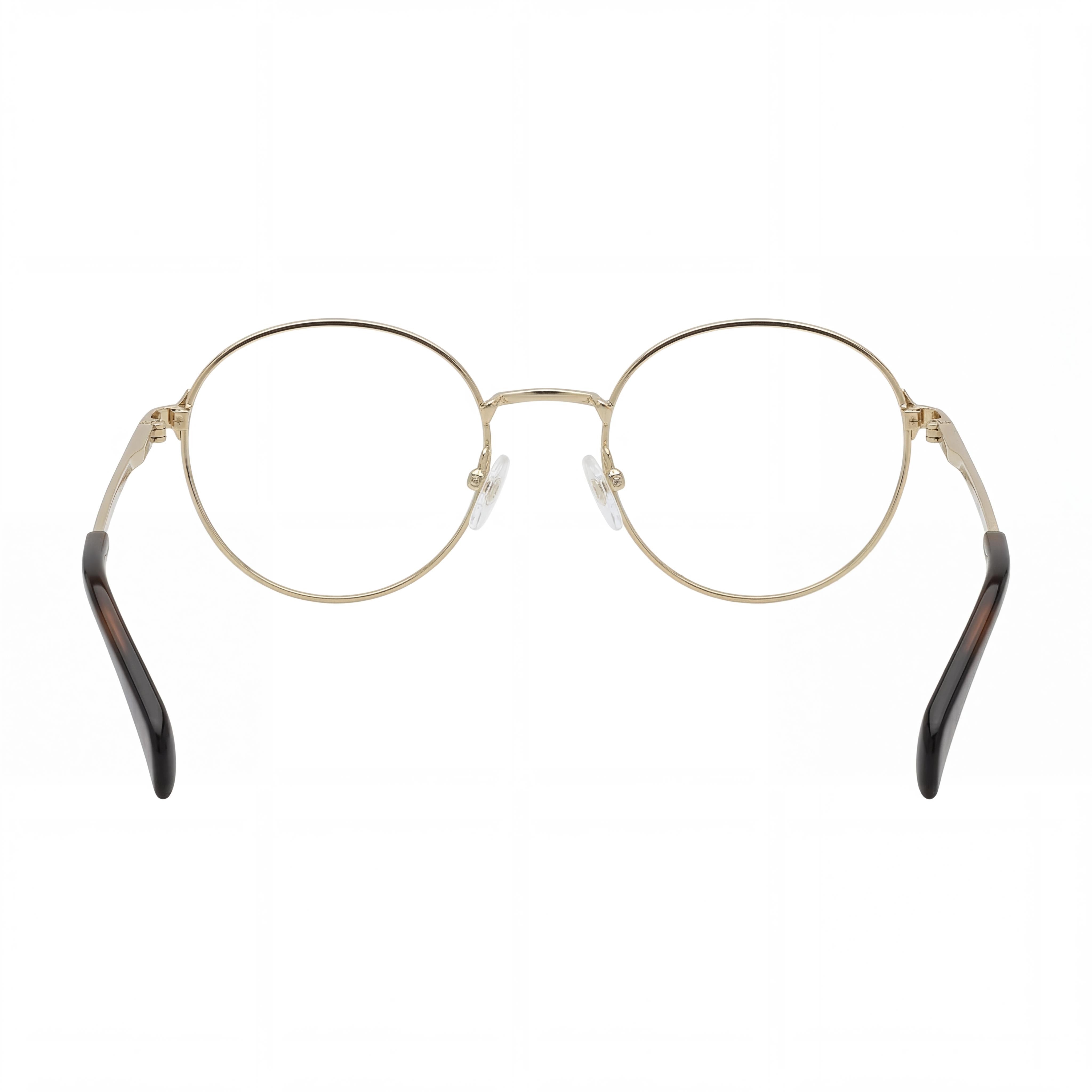 Tous classical Women's Rounded Stainless Steel Eyeglasses Shiny Rose Gold with Orange Transparent Lens 49mm, Photo 3
