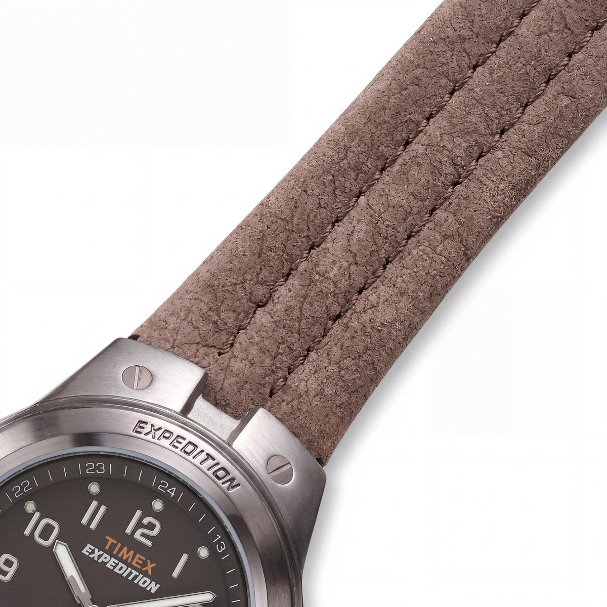 Timex Men's Rugged Outdoor Watch Brown Leather Strap, Silver-Tone Case, Black Dial, Water-Resistant, Indiglo 40mm, Photo 3