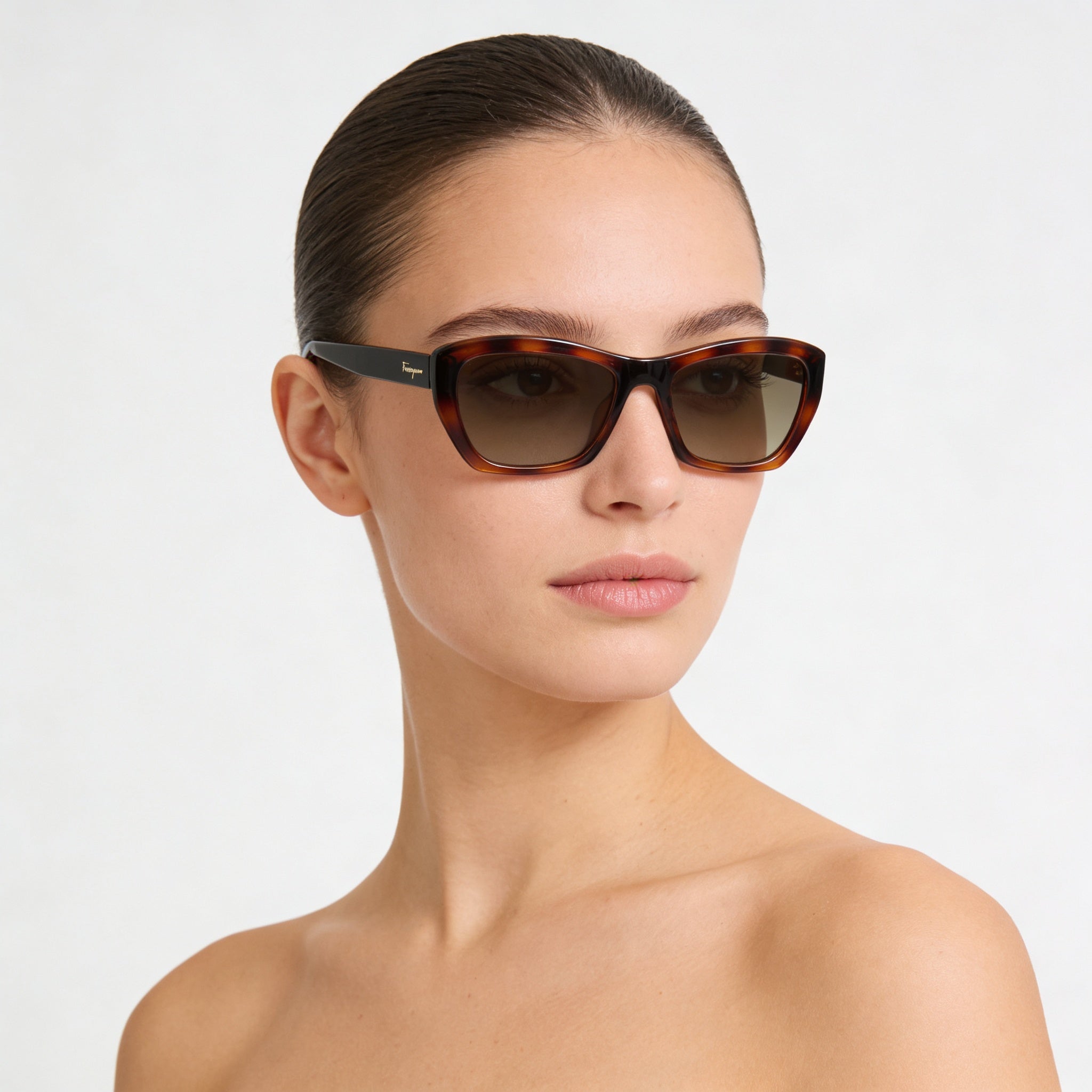 Gafas de sol Salvatore Ferragamo SF958S 214 para mujer, diseño de ojo de gato, color tortuga, lentes marrones, protección UV, 55 mm, Photo 5
