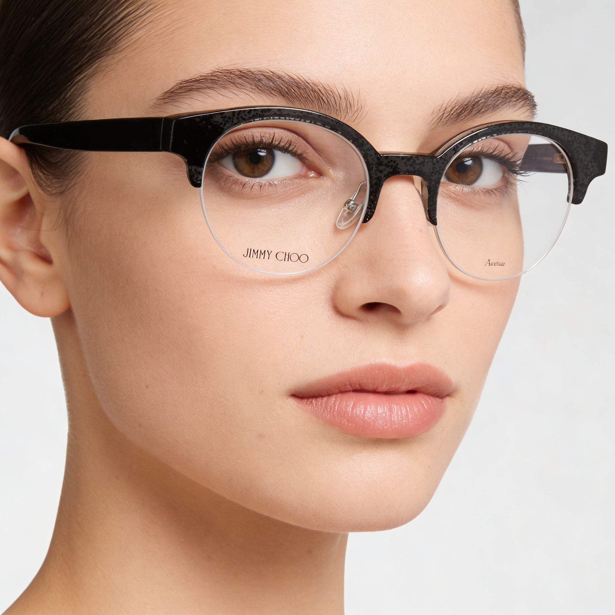 Jimmy Choo JC60 Women's Black Glitter Plastic Semi-Rimless Eyeglasses (47-15-135), Photo 3