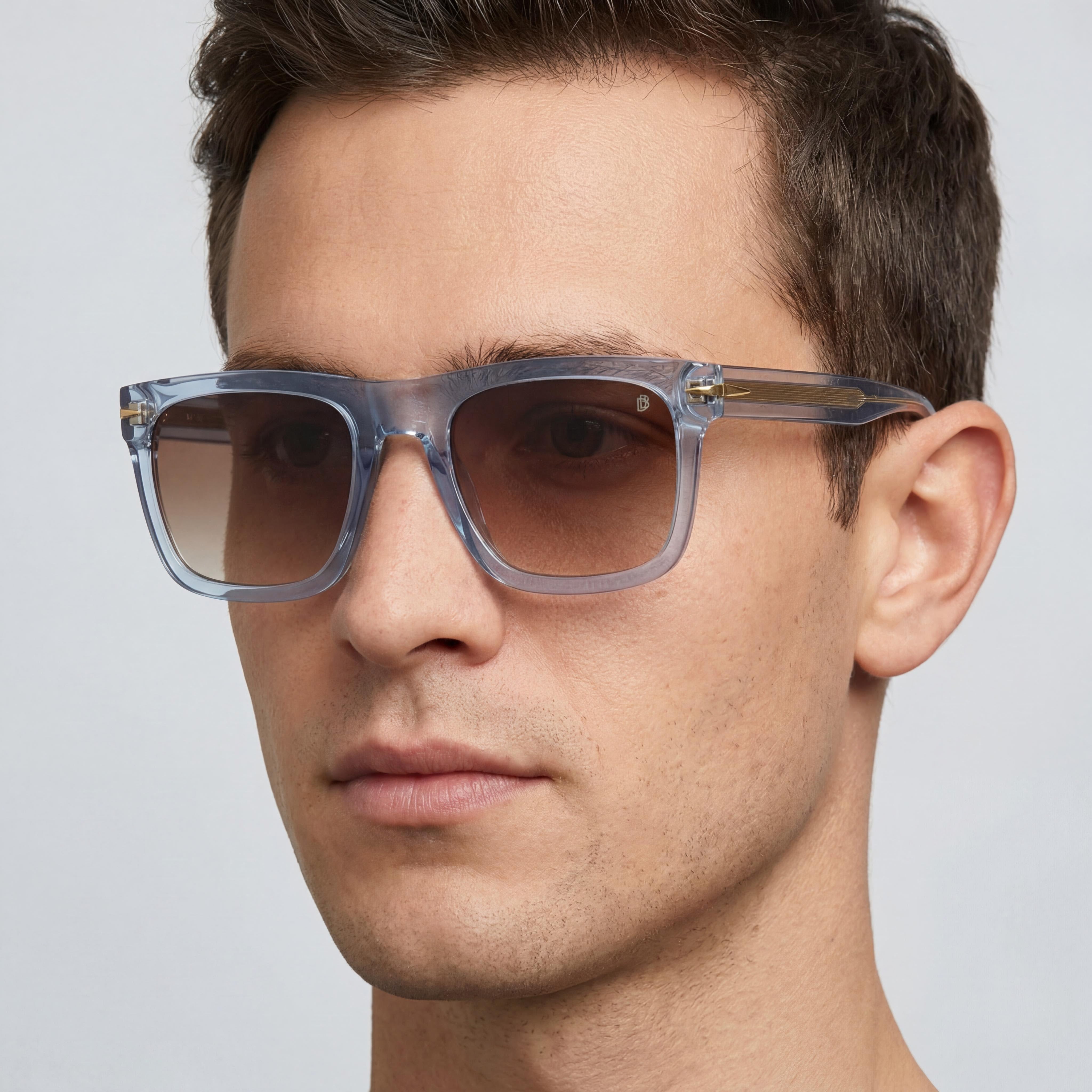 Beckham Modern Men's Crystal Grey Acetate Sunglasses, Brown Shaded Lenses, UV Protection, 54mm, Photo 5