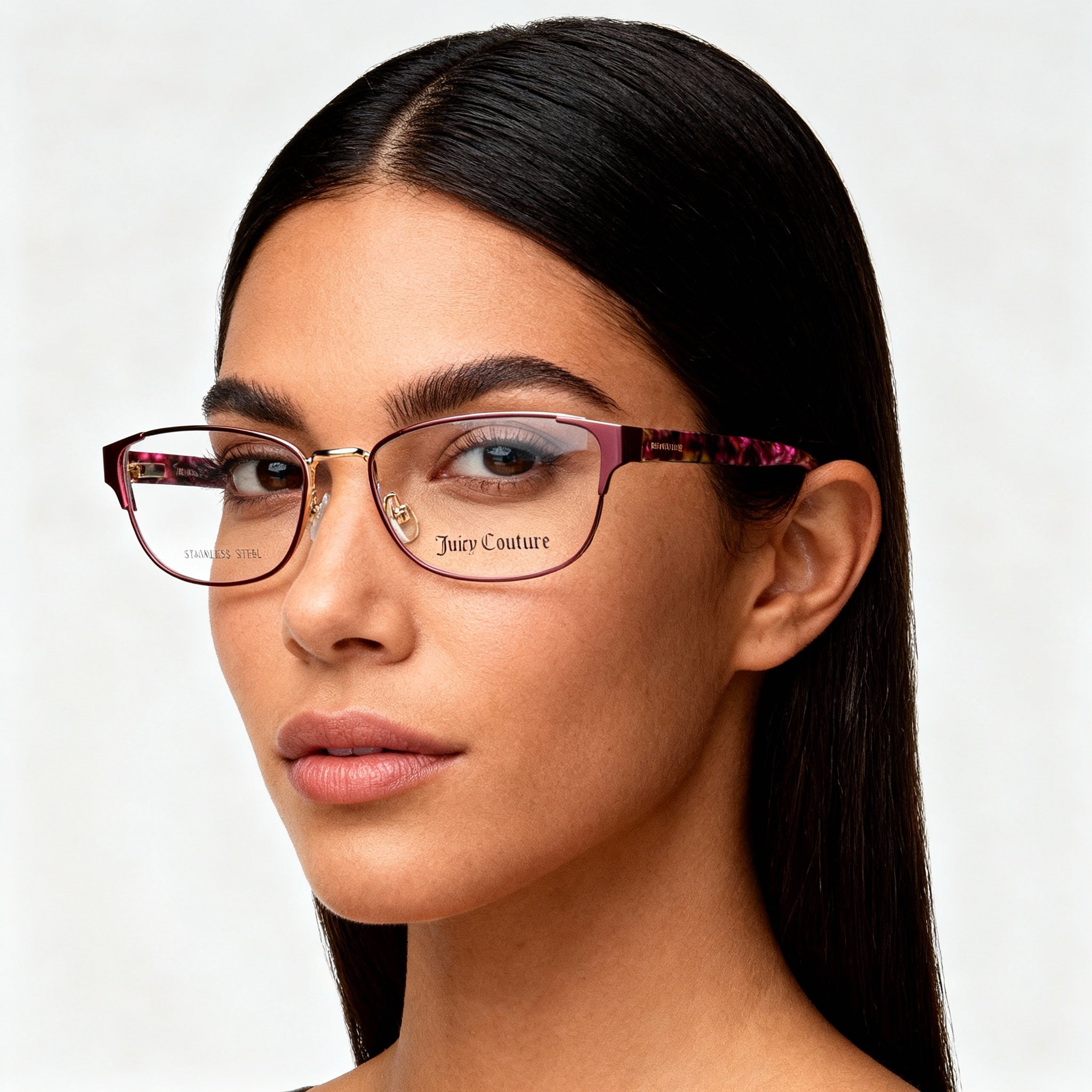 Juicy Couture JU 223 LHF 52 Women's Stainless Steel Eyeglasses Opal Burgundy Gold 52mm, Photo 4
