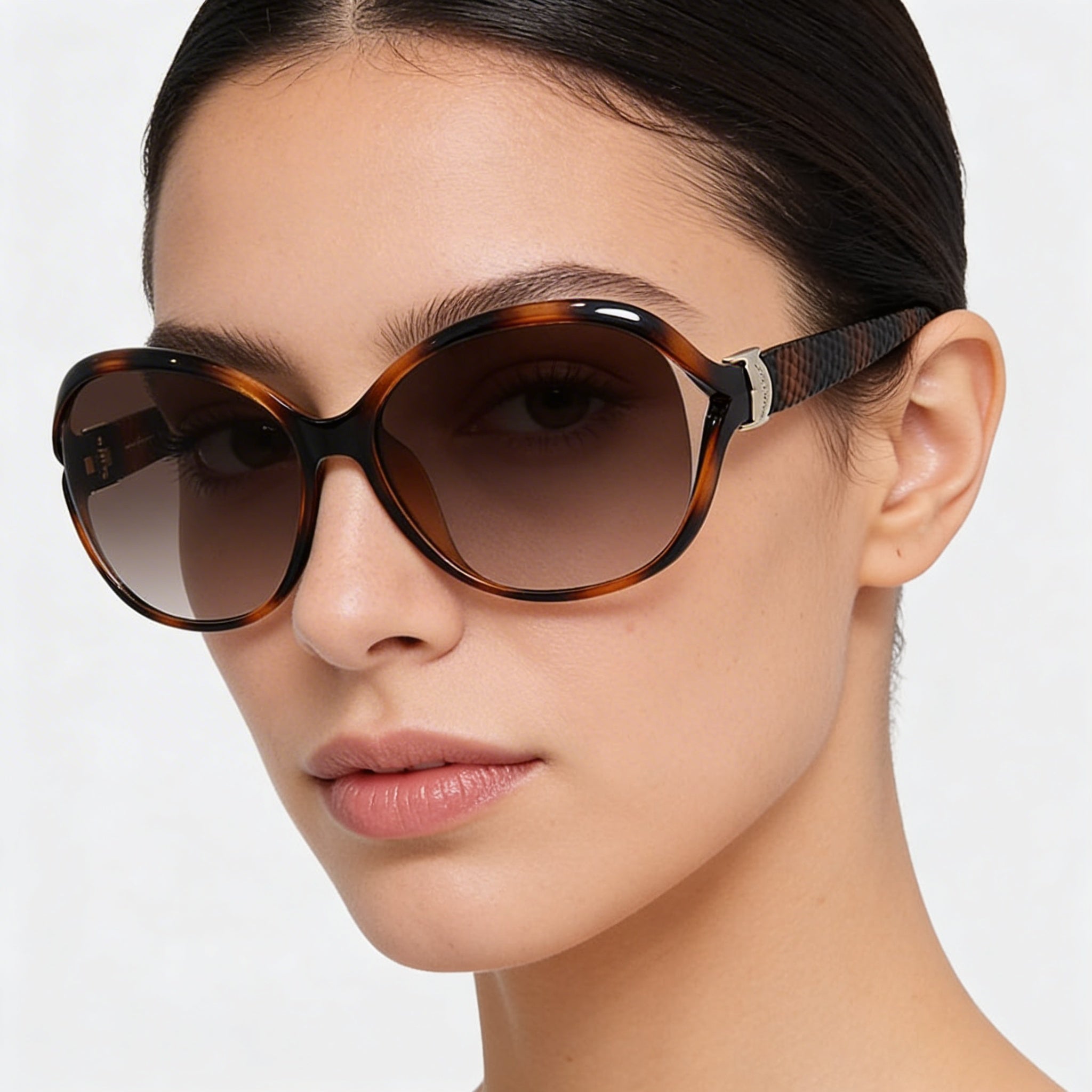 Gafas de sol Ferragamo Classic para mujer con montura de plástico de carey, degradado marrón, protección 100% UV, 61mm, Photo 4