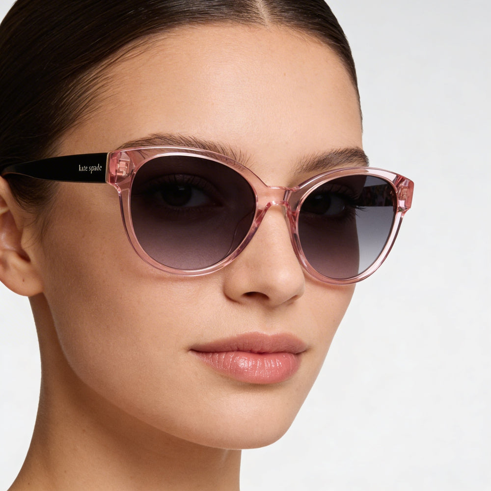 Gafas de sol de temporada para mujer Kate Spade New York con montura de plástico gris rosa y protección UV de 55 mm