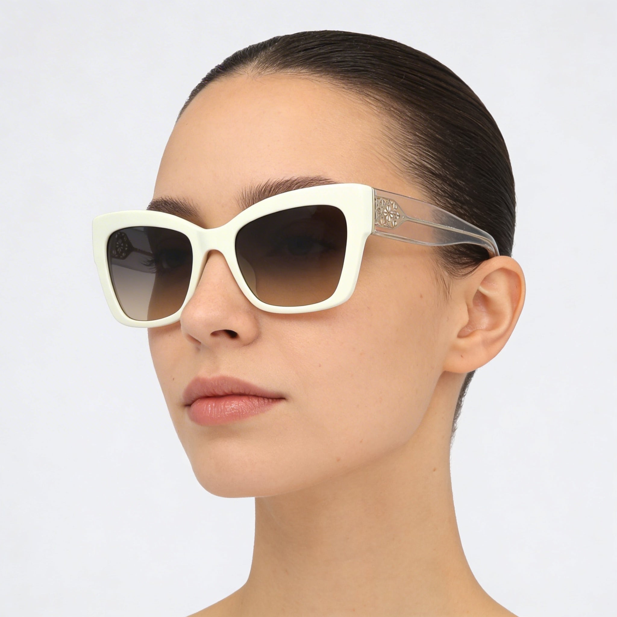 kate spade new york Seasonal Women's Acetate UV Protection Sunglasses, White Brown Frame, Brown Ochre Lenses 53mm, Photo 5