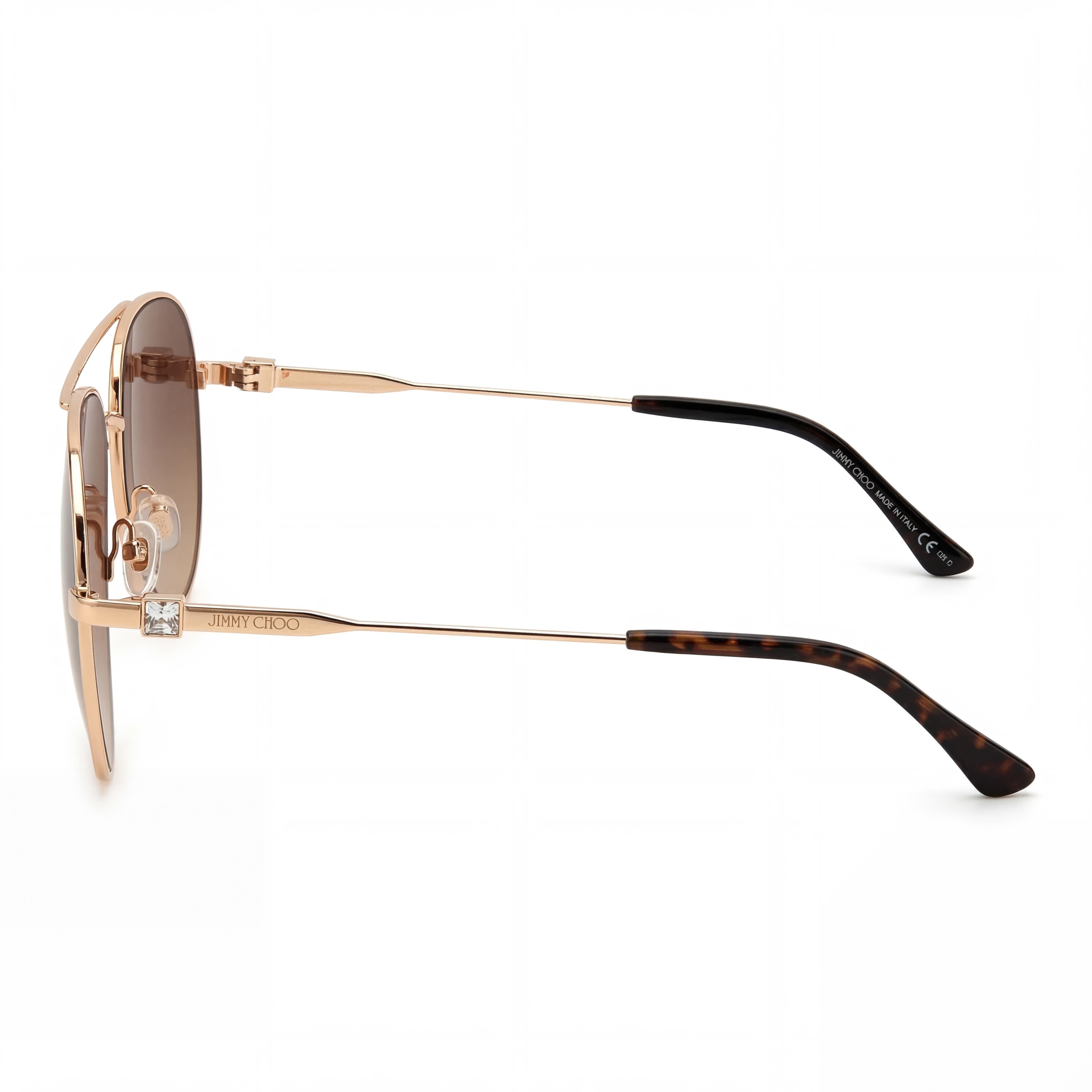 Gafas de sol Jimmy Choo para mujer, clásicas, de acero inoxidable, color dorado y cobre, de policarbonato y protección UV, 60 mm, Photo 3