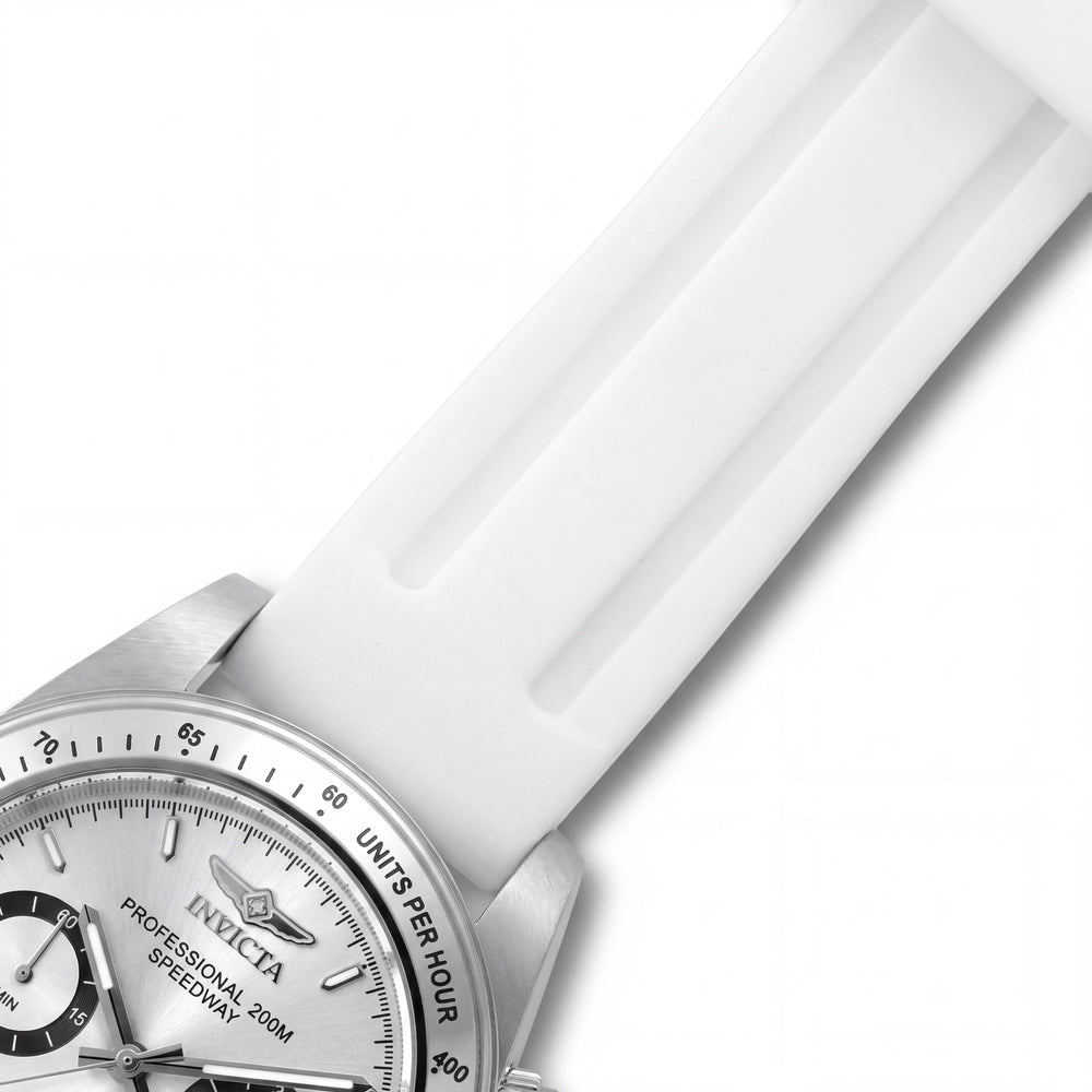 Invicta Speedway 50488 Reloj unisex de cuarzo, correa de silicona, esfera plateada, 40 mm