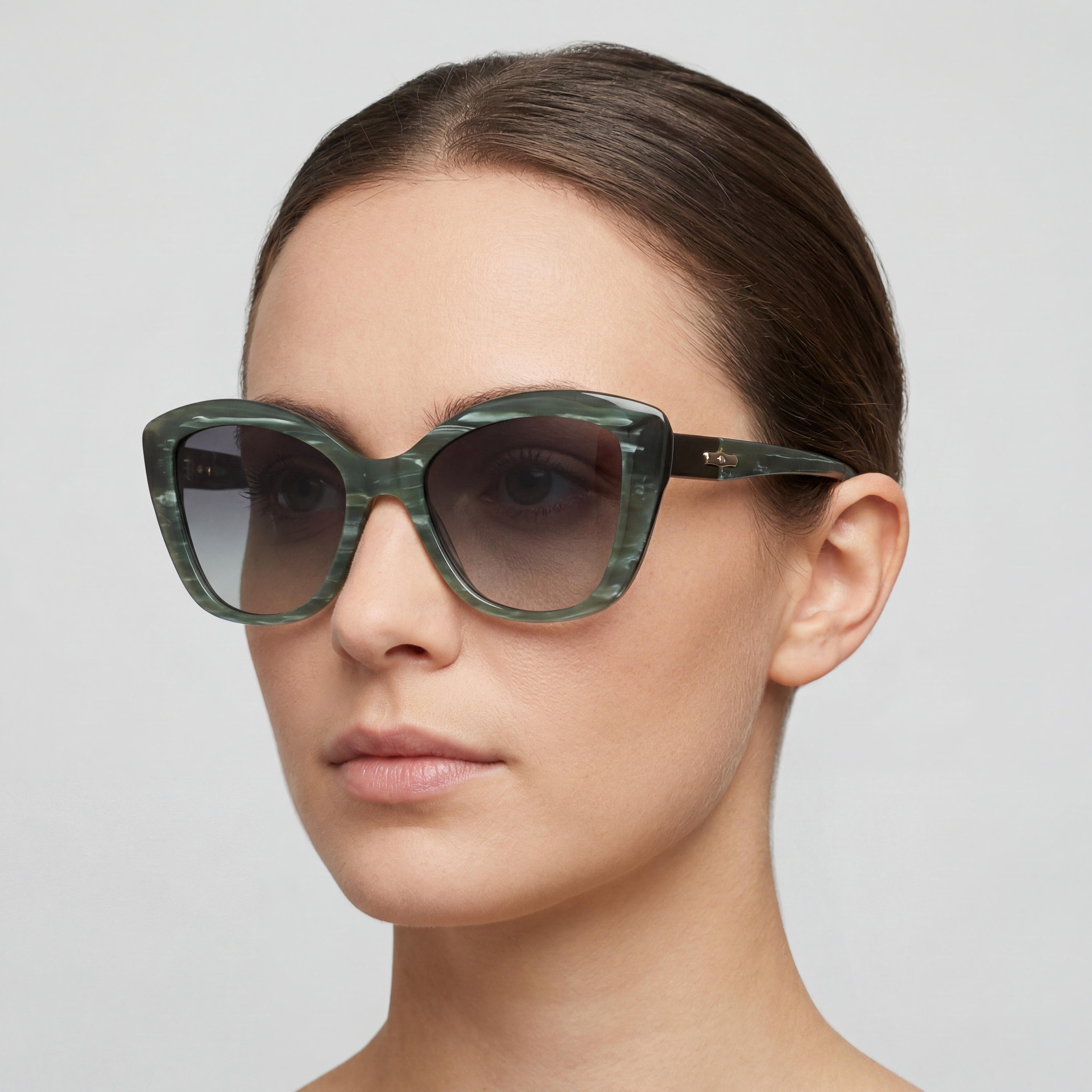 Longchamp Classic Women's Green Malachite Acetate Frame Polycarbonate Lens Non-Polarized Sunglasses 54mm, Photo 5