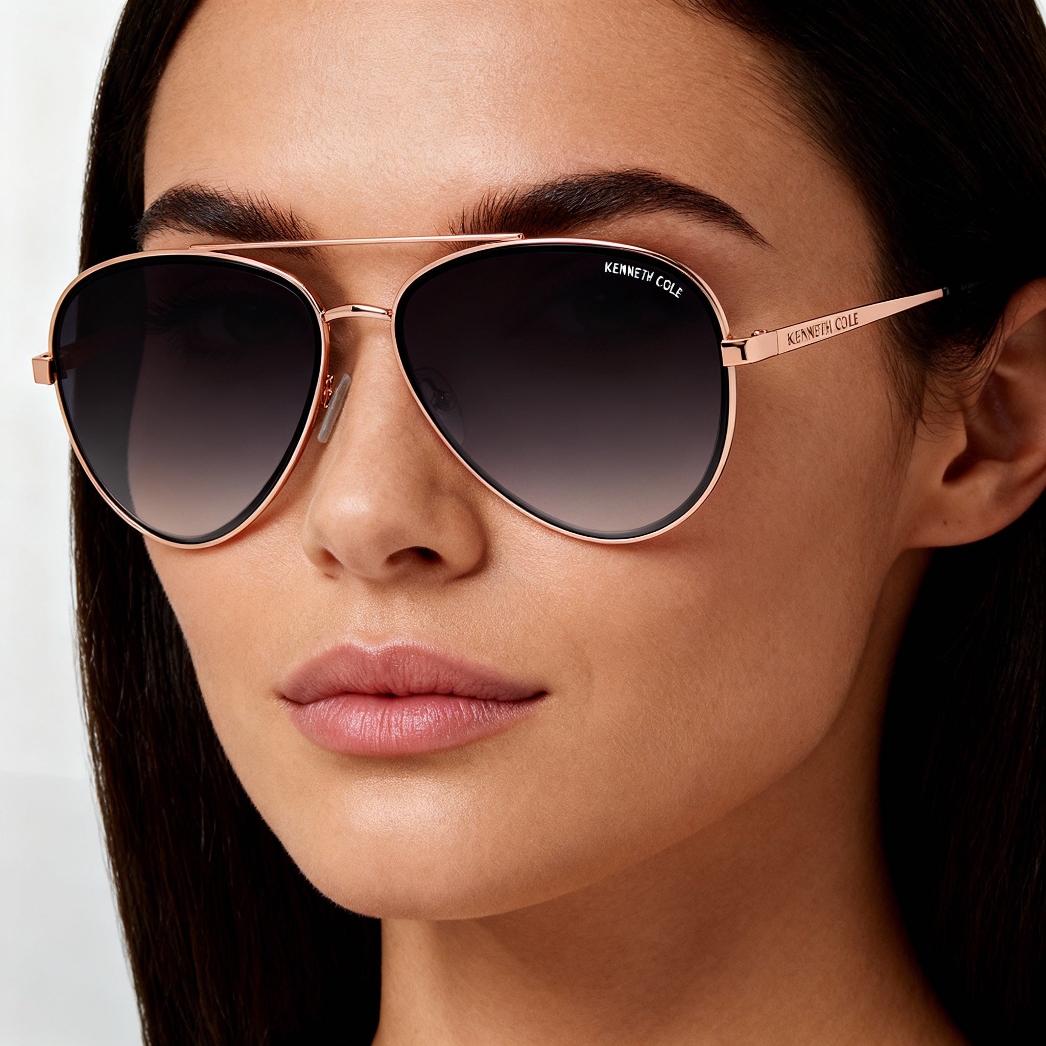 Kenneth Cole New York Kc5832b Women's Gold Metal Frame Non-Polarized Gradient Smoke Lenses Sunglasses 58mm, Photo 4