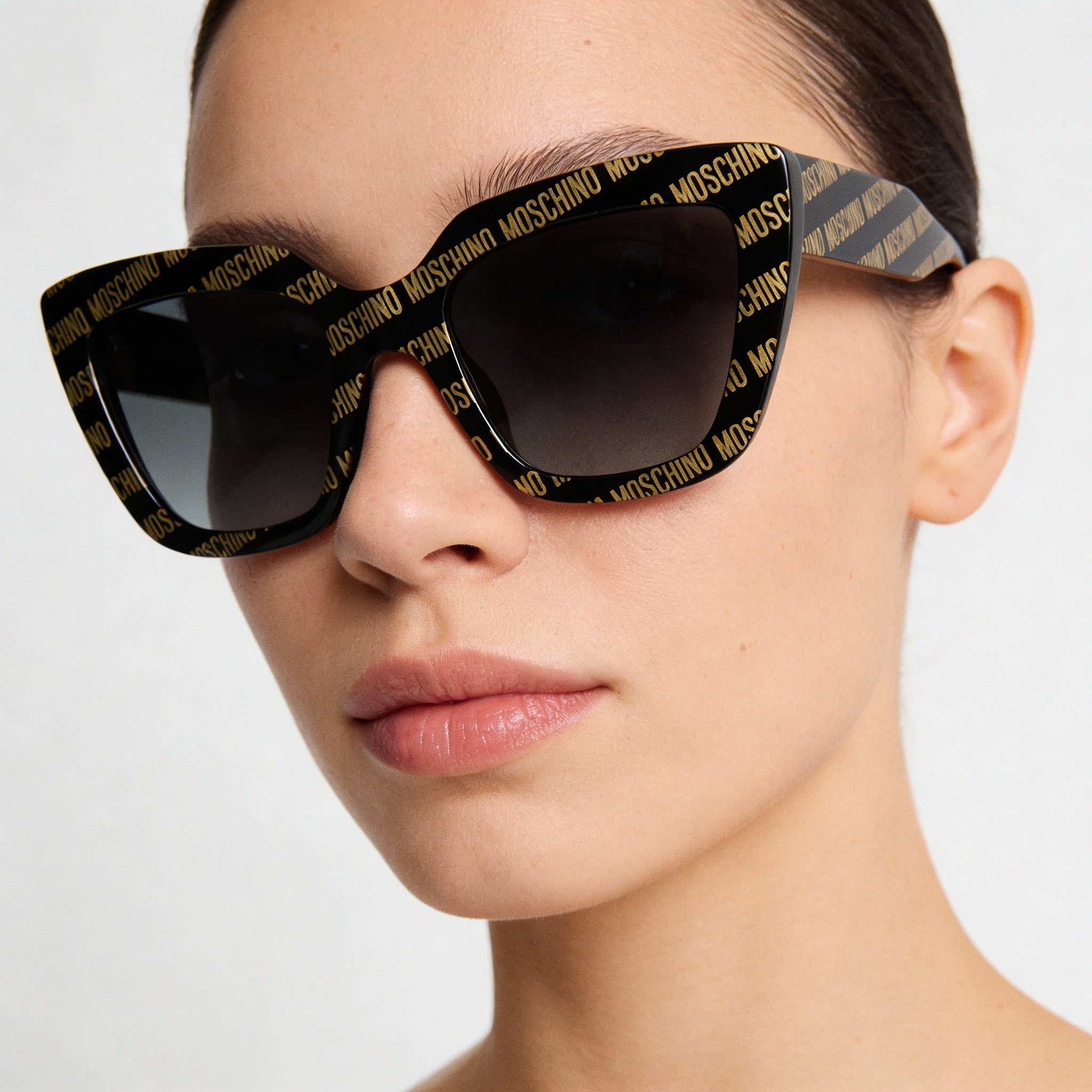 Moschino Casual Women's Cat Eye Black Pattern Dark Grey Shaded Gradient UV Protected Sunglasses 52mm, Photo 3
