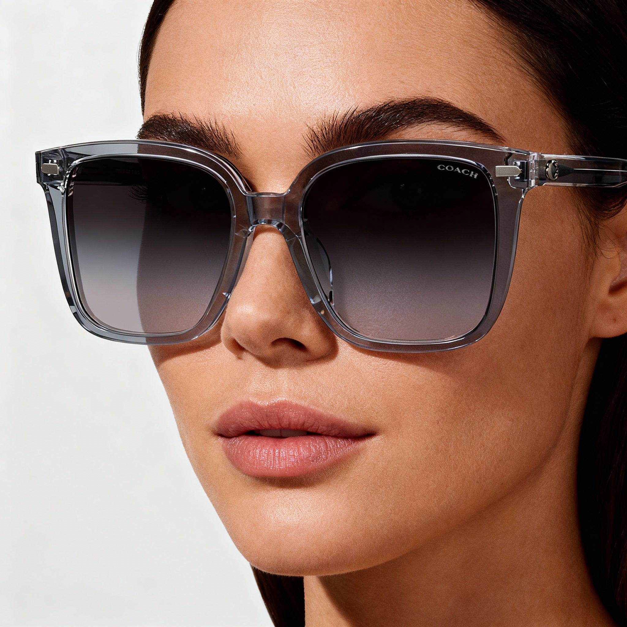 Coach Hc8381u Universal Fit Women's Oversized Square Plastic Sunglasses, Dark Grey Light Grey Gradient, 54mm, Photo 4