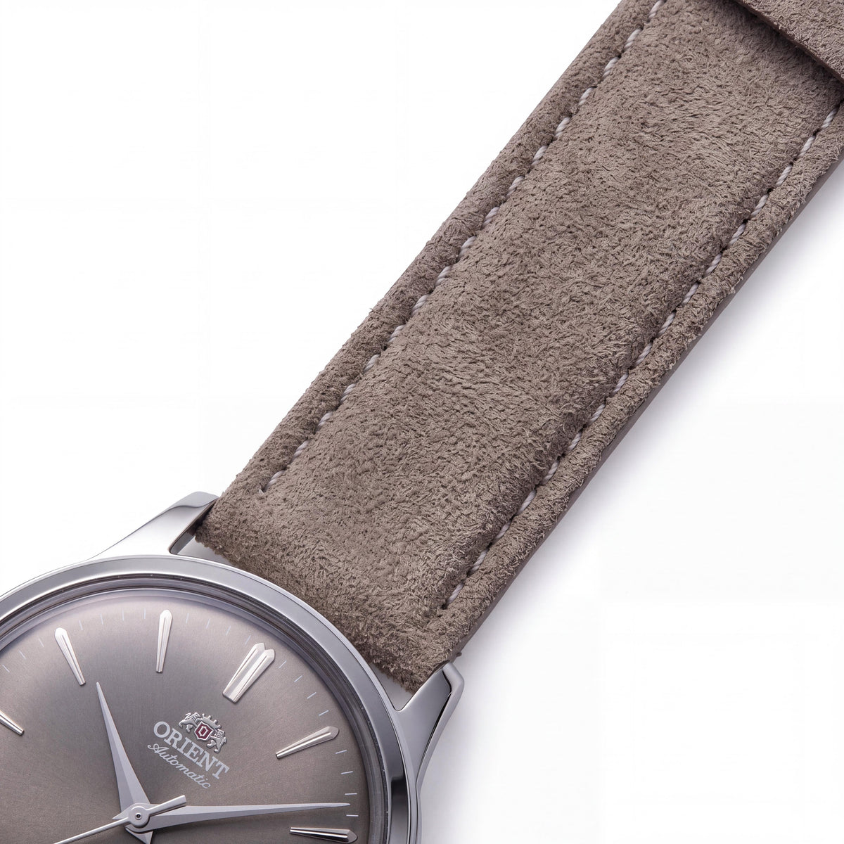 Orient Classic Men's Mechanical Automatic Watch Iron Grey Dial Steel Case Pale Brown Leather Strap Water Resistant 38mm, Photo 3