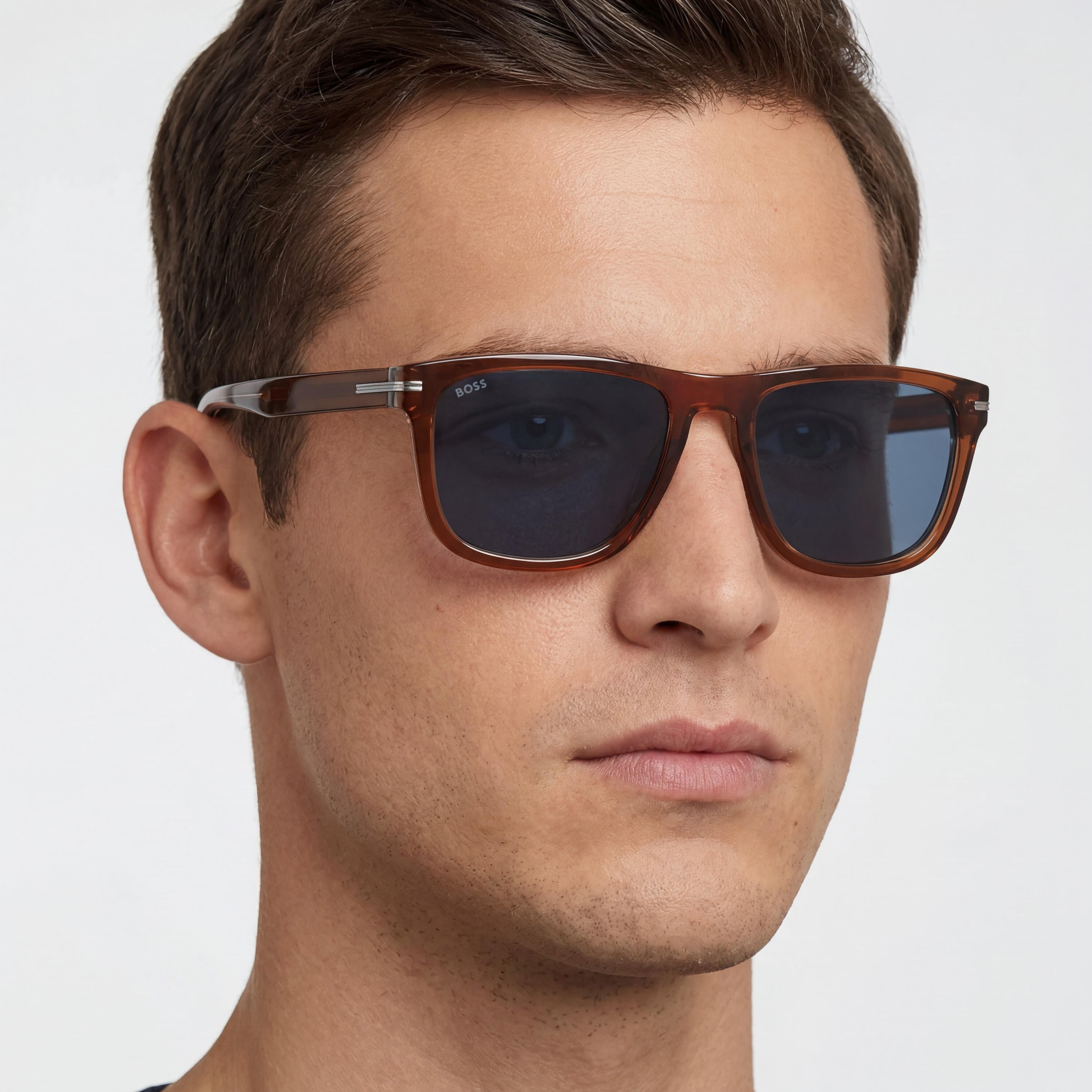 Hugo Boss Boss 1626/S Men's Brown Eco Acetate Casual Blue Lens UV Protection Sunglasses 55mm, Photo 5