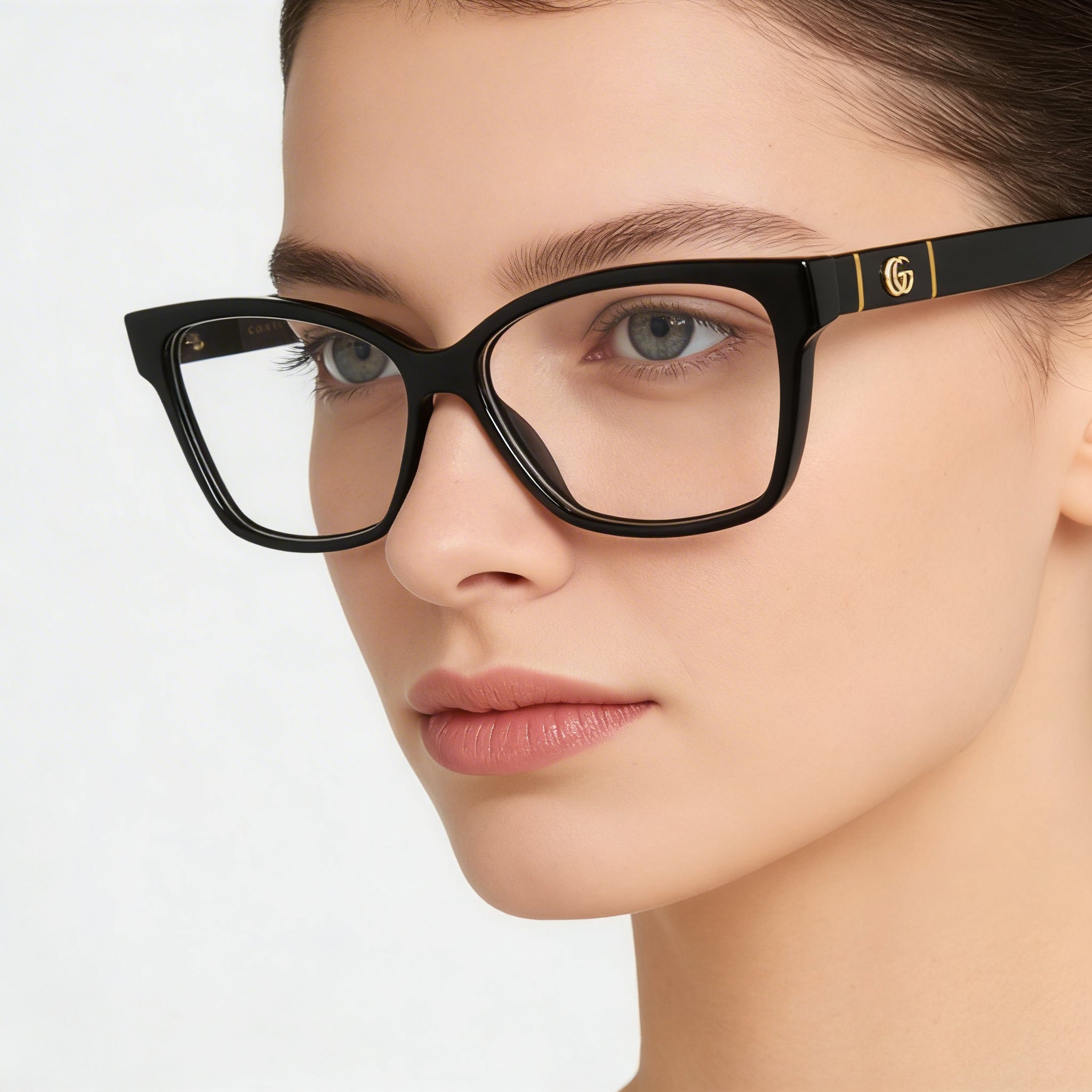 Gucci Gucci Logo GG0634O Black Acetate Full Rim Rectangular Rx-able Eyeglasses for Women 55-14, Photo 3