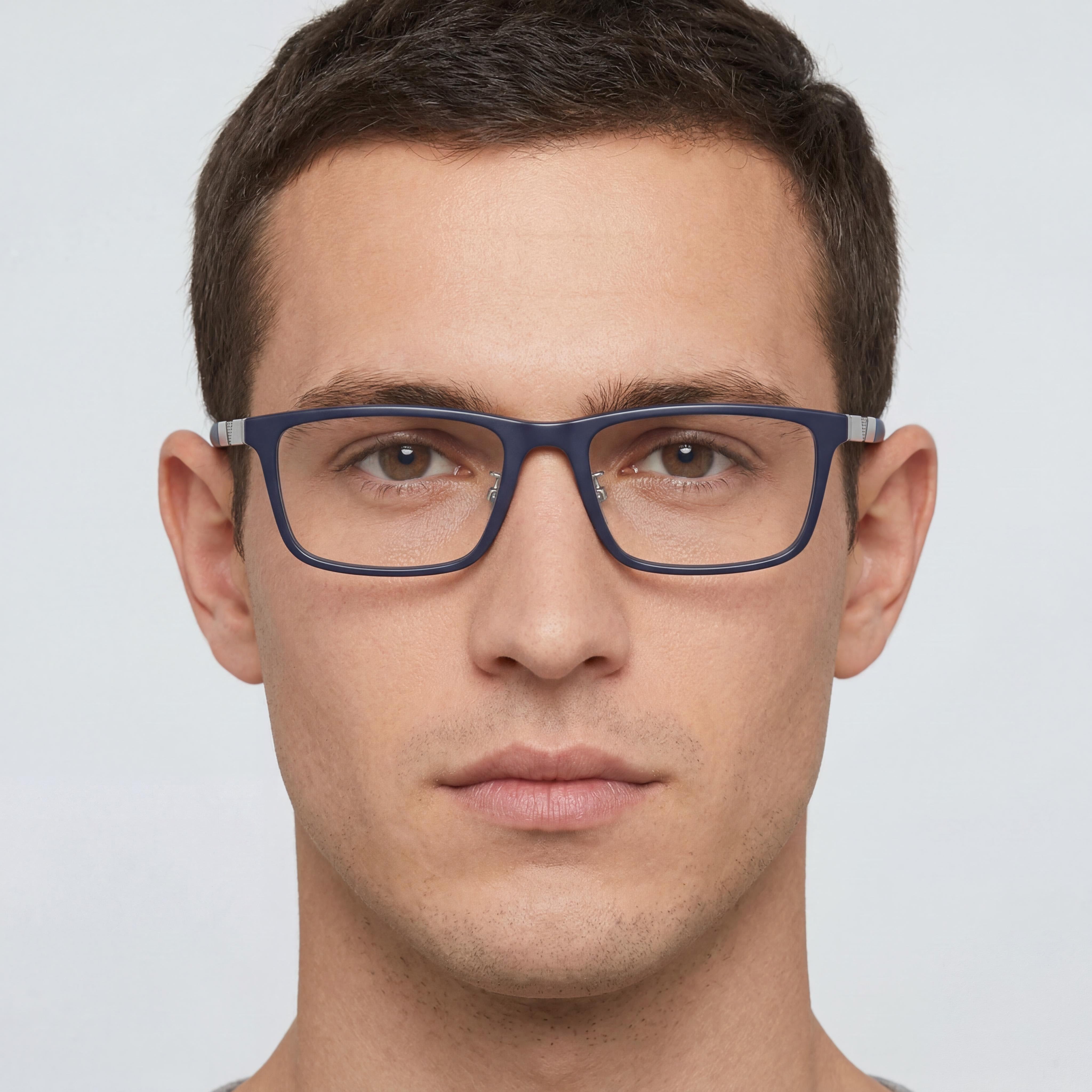 Gafas Emporio Armani Ea3251d, modelo rectangular, montura de plástico azul oscuro mate, para hombre, calibre 55 mm, Photo 4