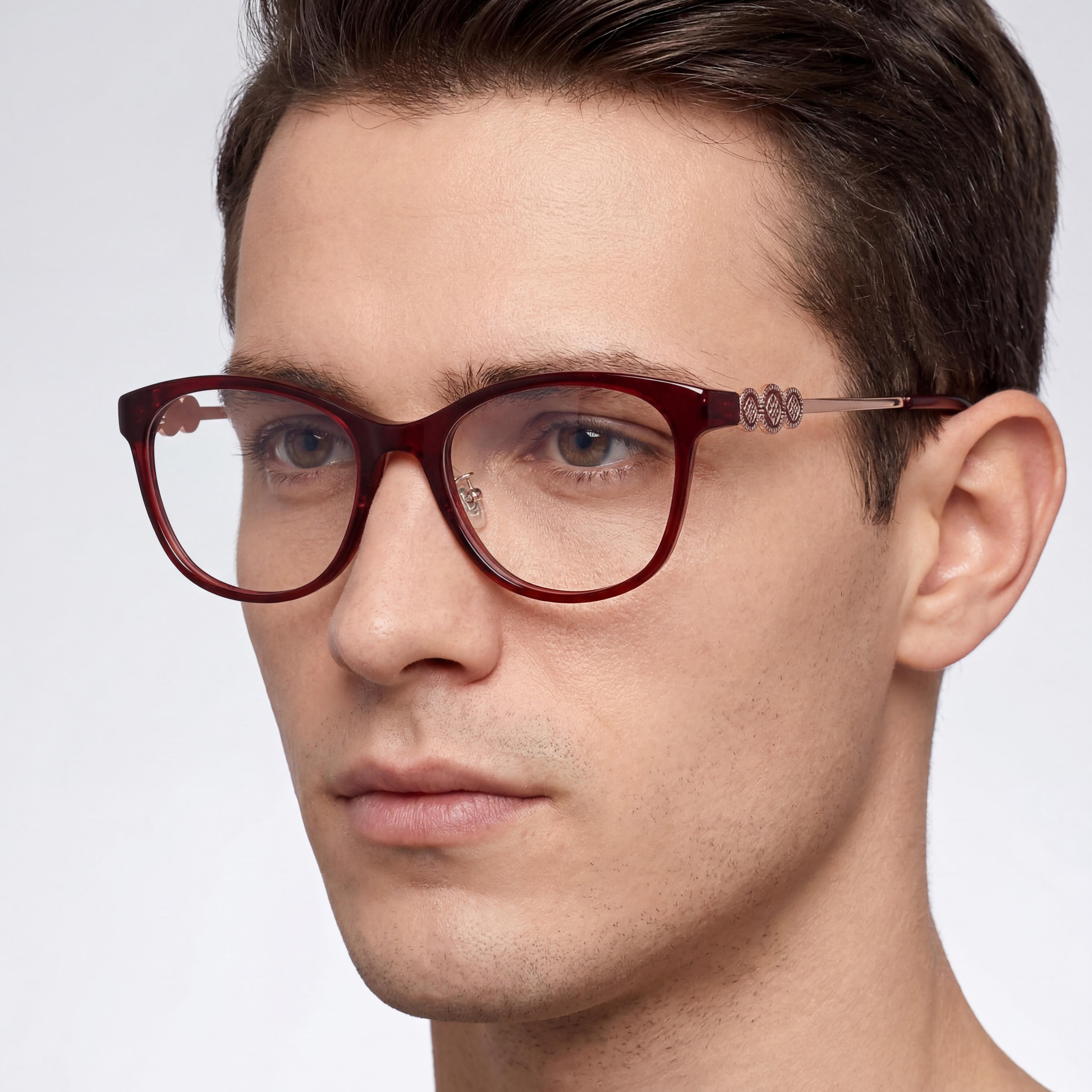 Gafas GUESS Classic para hombre con montura de plástico en burdeos/rosa/dorado y lentes de policarbonato multicolor, 52 mm, Photo 5