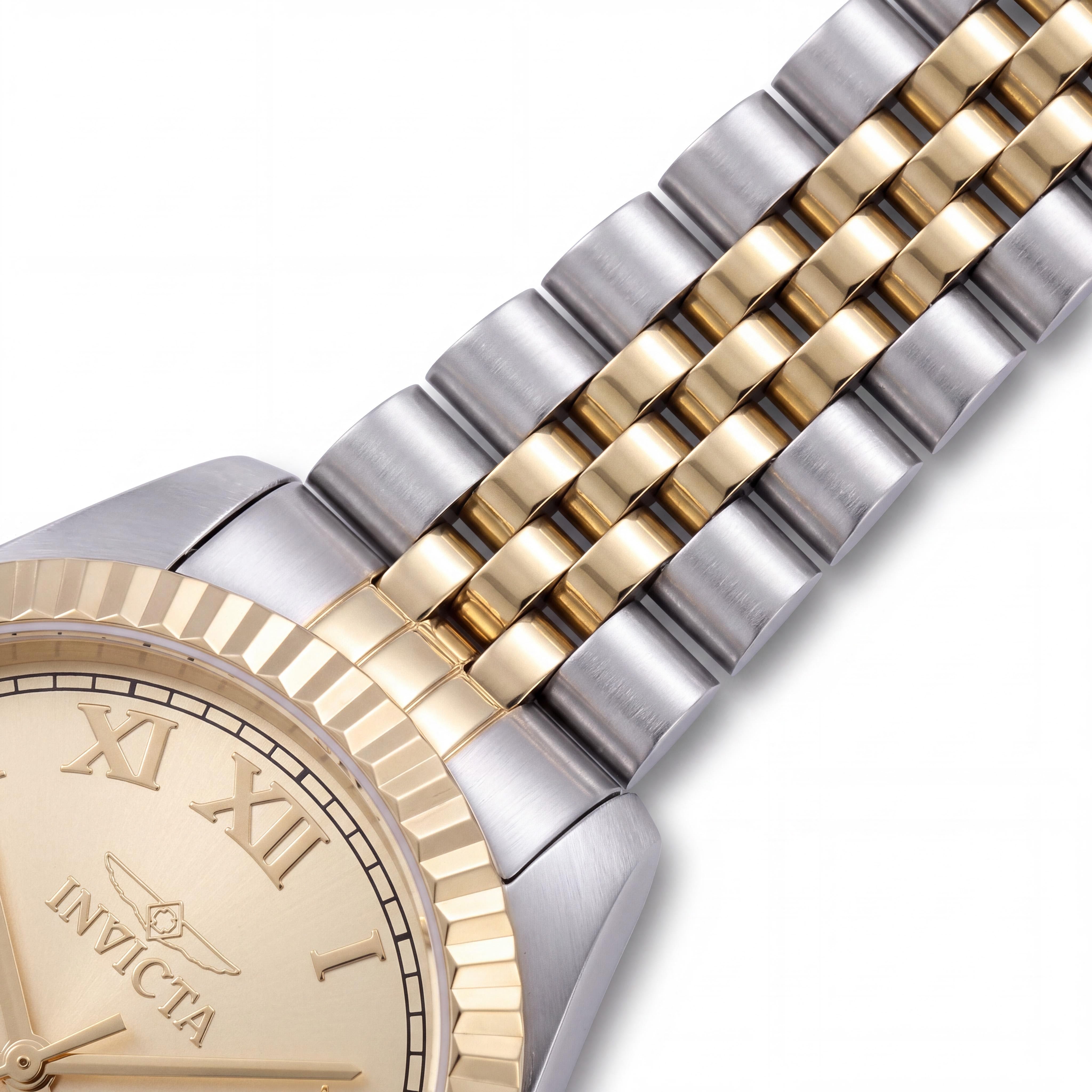 Invicta Specialty 47416 Reloj Unisex de Pulsera de Acero Inoxidable Plateado de 36 mm con Esfera Dorada y Movimiento de Cuarzo, Photo 3
