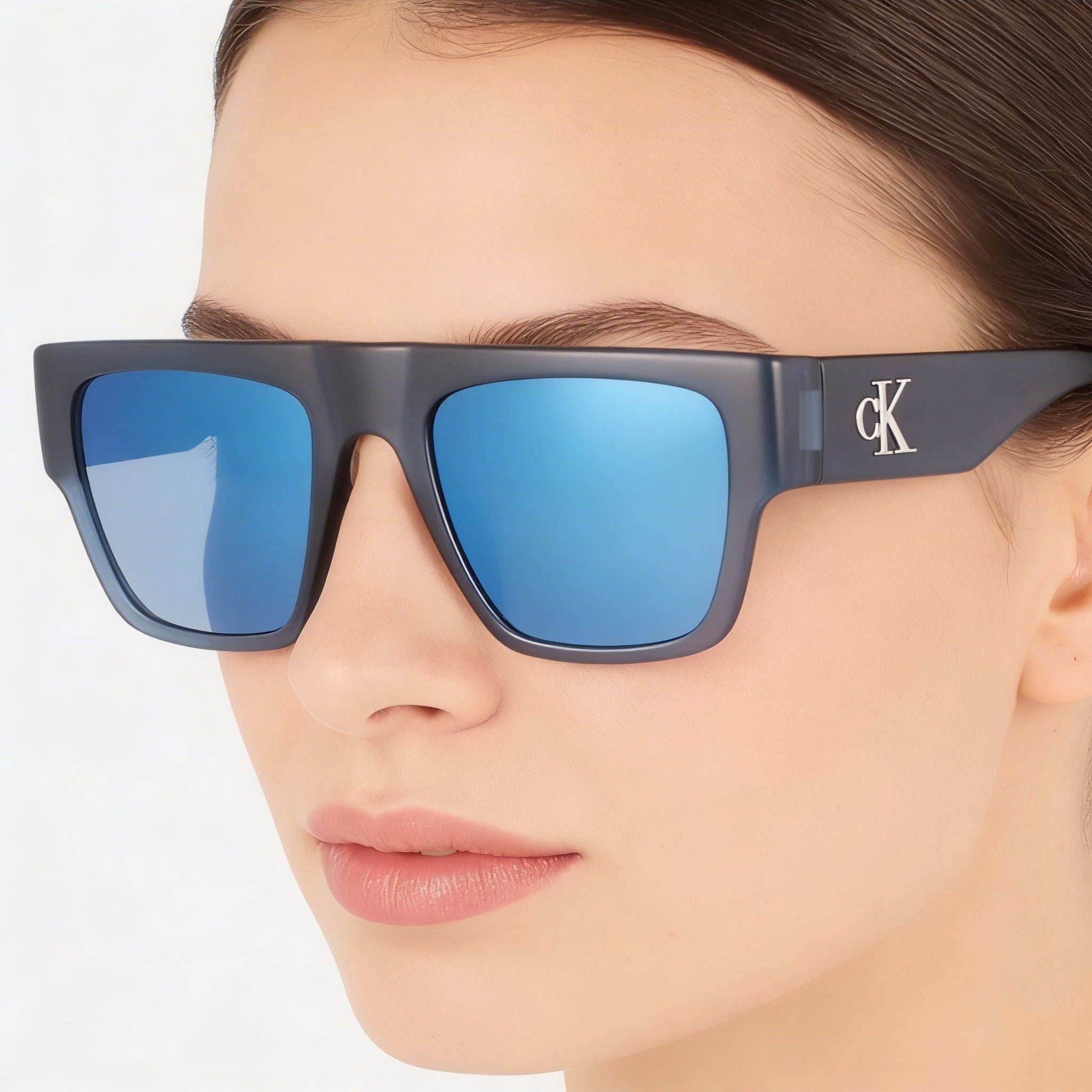 Gafas de sol Calvin Klein CKJ22636S para mujer, de plástico transparente azul marino con lentes de espejo azules y protección UV, talla M, Photo 5