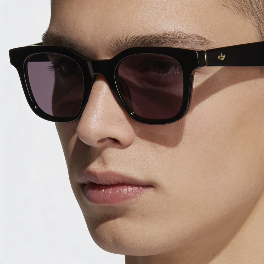 Adidas Originals Modern Unisex Acetate Frame Sunglasses in Shiny Black with Smoke Lenses, 47mm