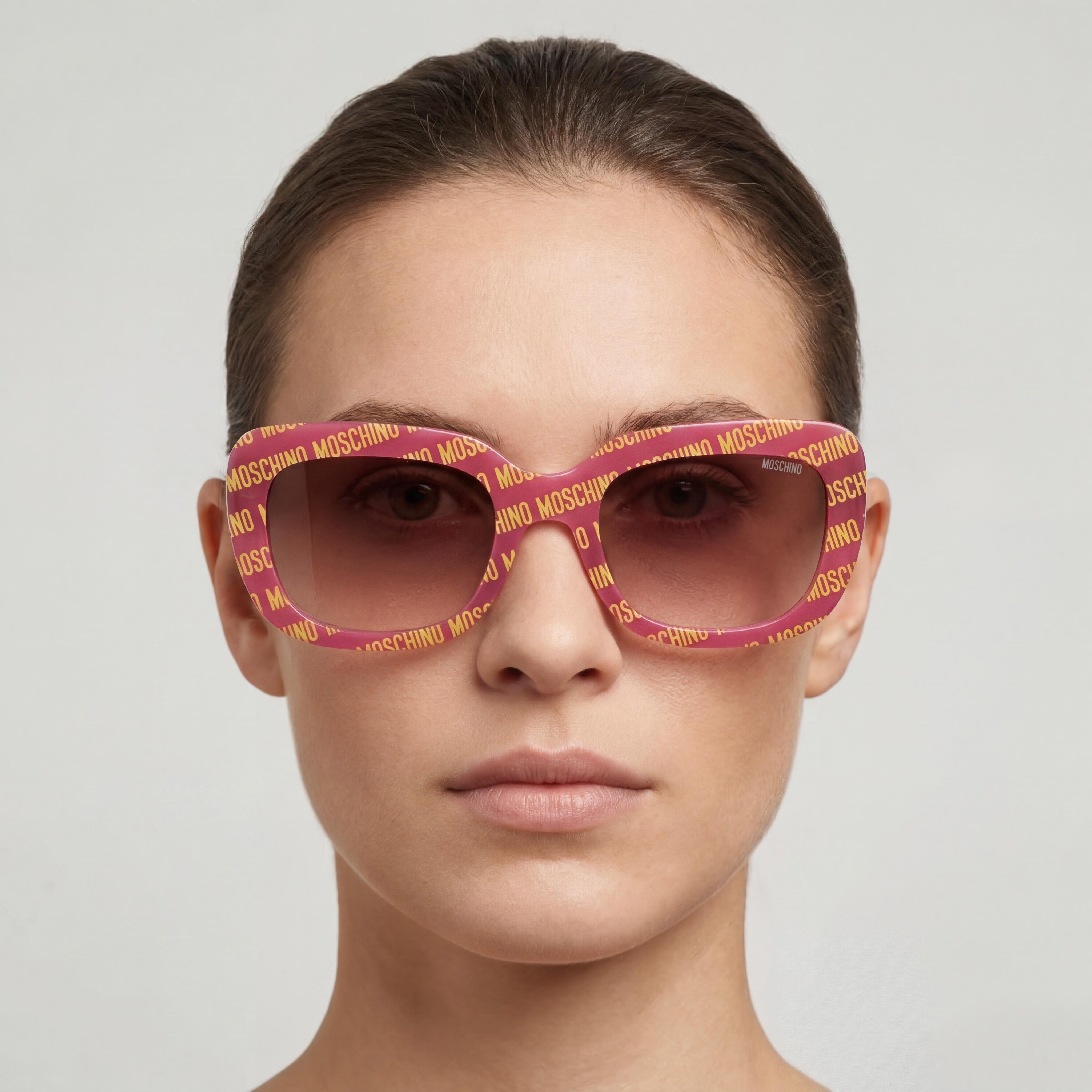 Moschino Classic Women's Acetate UV Protected Sunglasses Fuchsia Pink Pattern Pink Gradient 53mm, Photo 5