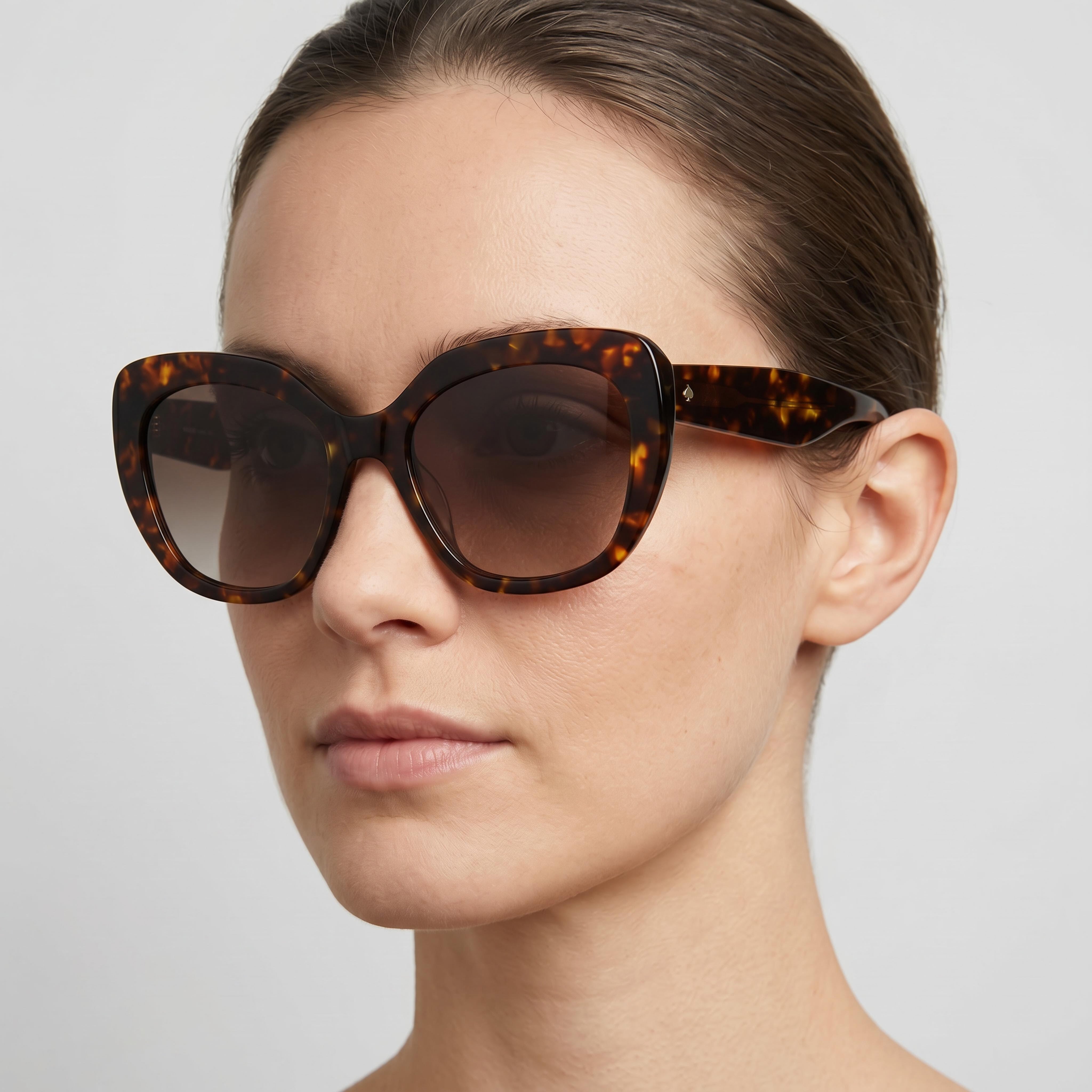 kate spade new york Winslet/G/S Unisex Rectangular Havana Acetate Brown Shaded UV Protection Sunglasses 55-19-140mm, Photo 5