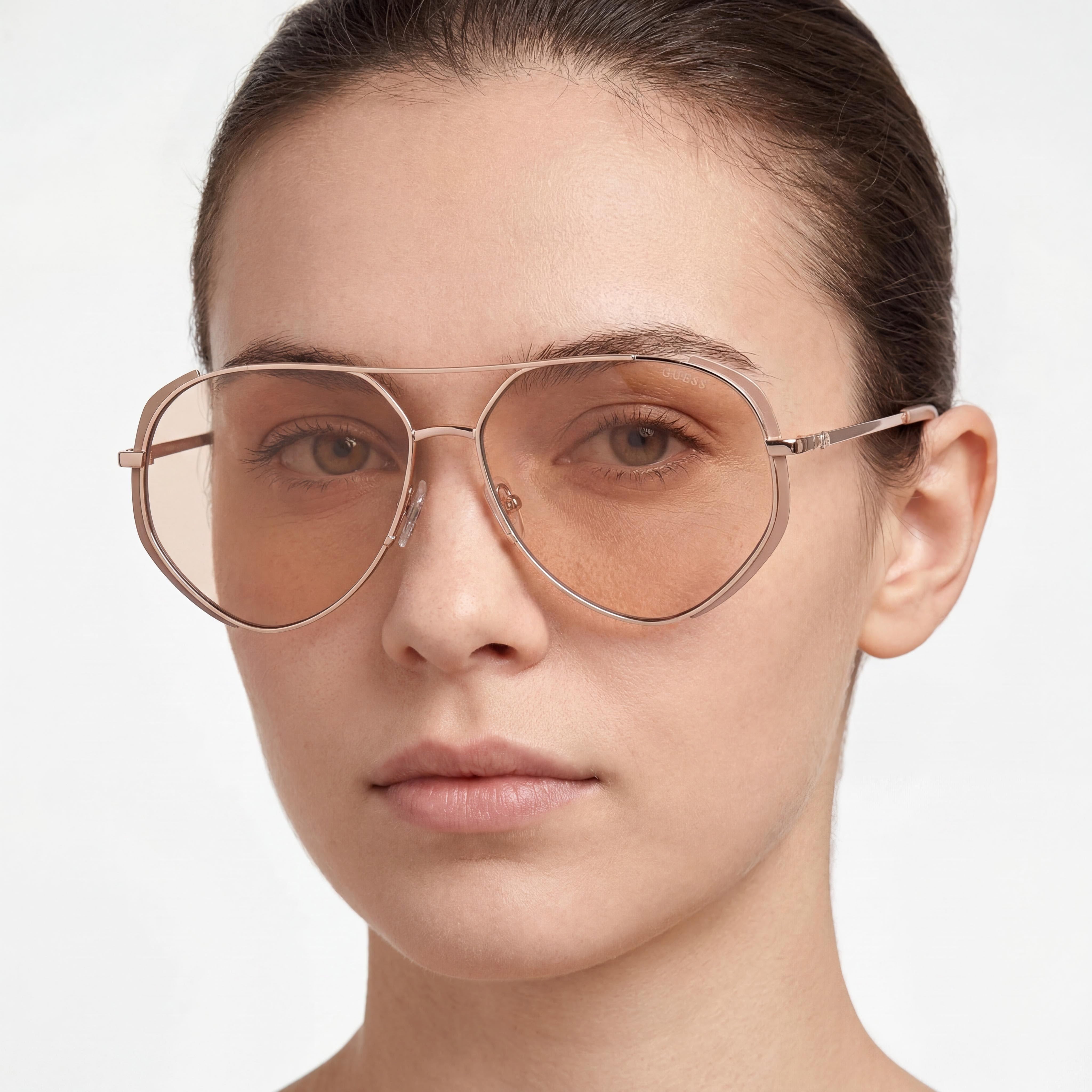 GUESS Gu00219 Unisex UV Protection Sunglasses, Matte Beige / Shiny Rose Gold Acetate, Brown Lenses, 59mm, Photo 5
