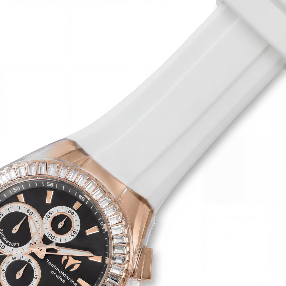 TechnoMarine TM-121160 Cruise Men's 45mm Rose Gold Tone Stainless Steel White Silicone Glow In The Dark Watch