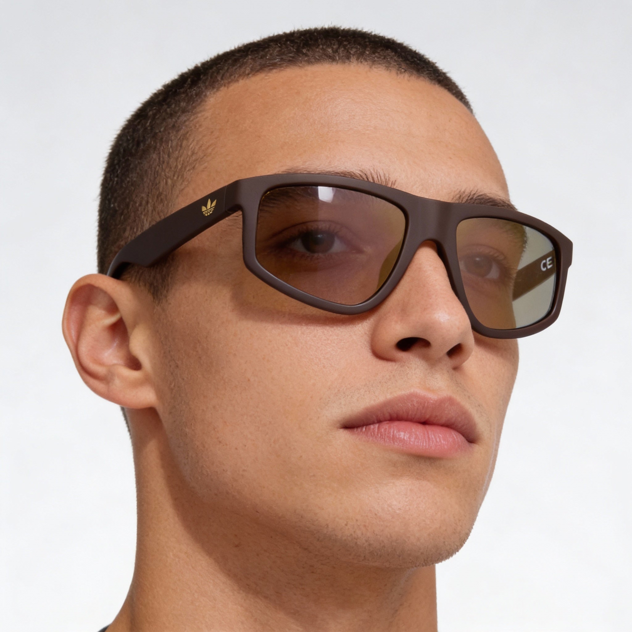 adidas Originals Or0108 Men's Eyewear featuring Matte Dark Brown Plastic Frame and Brown Lenses 55mm, Photo 3