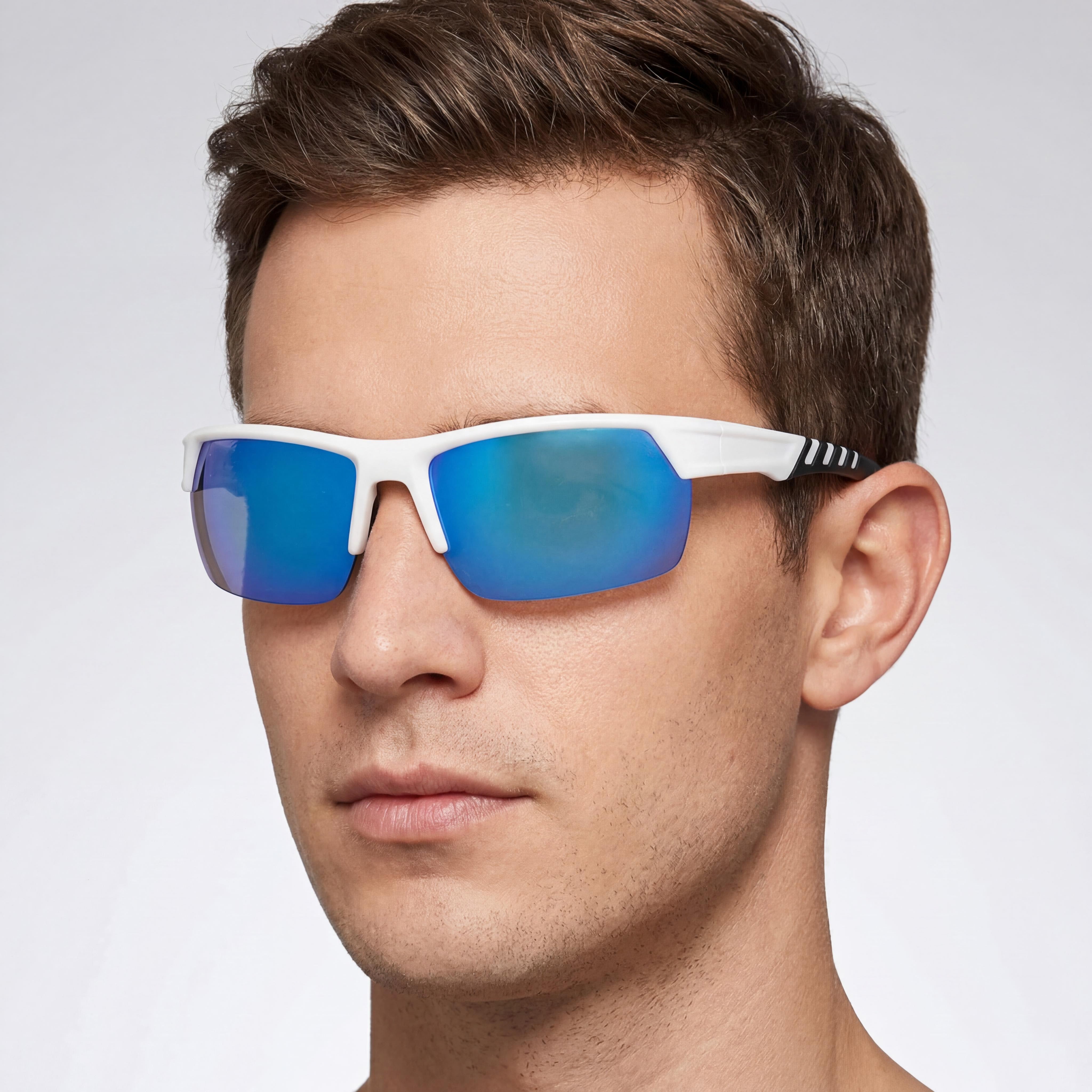 Columbia Men's Rectangular Sporty Polarized Plastic Sunglasses, 100% UV Protection, White Blue Flash, 70mm, Photo 5