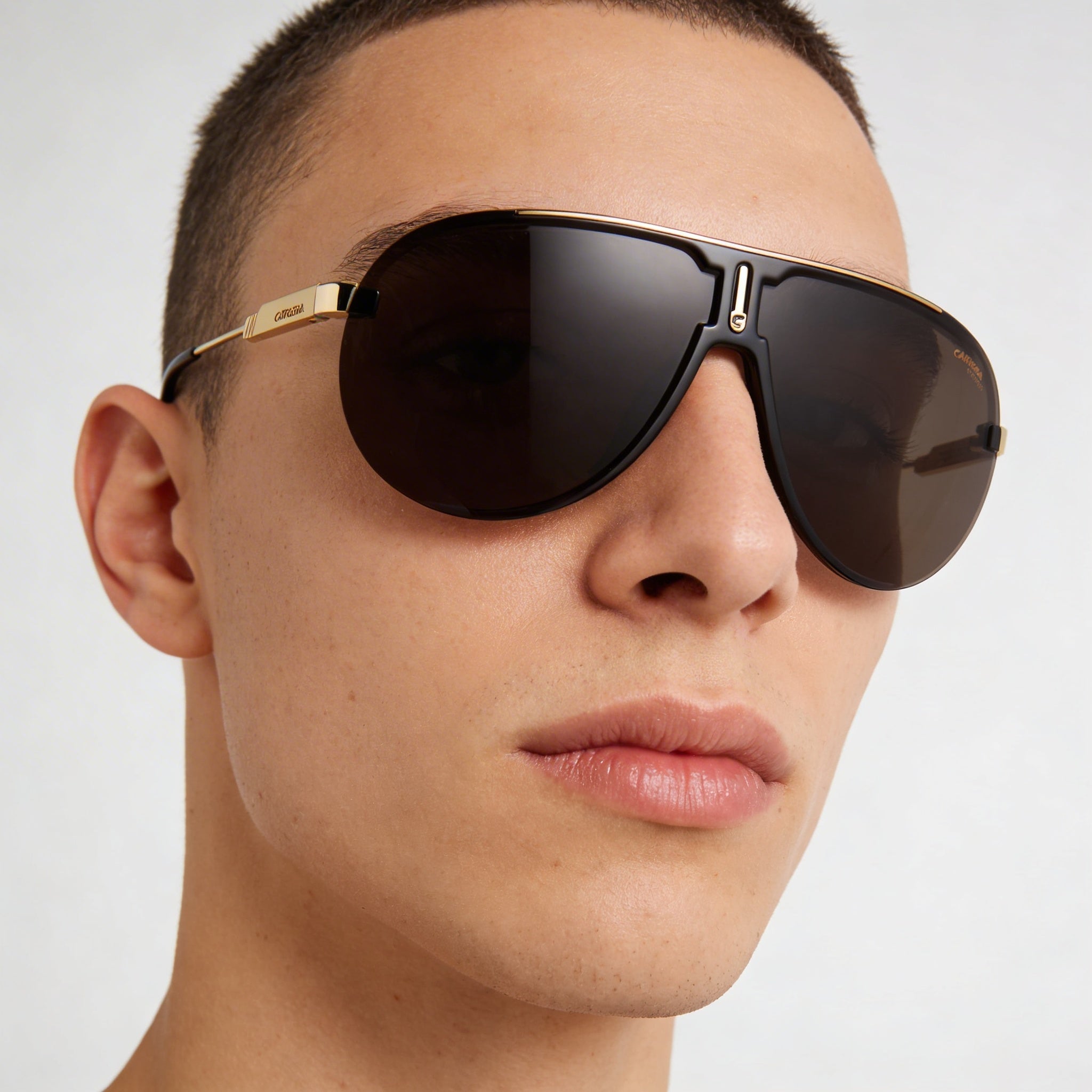 Gafas de sol Carrera Sporty Classic unisex, color negro, dorado, marrón claro, policarbonato, gris, antirreflejos, no polarizadas, 99-01-135, Photo 4