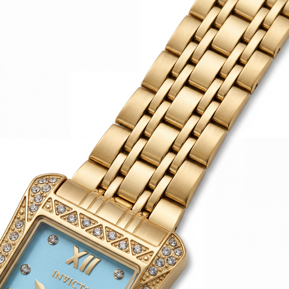 Reloj de cuarzo Invicta Wildflower 69283 para mujer, acero inoxidable dorado, esfera azul, 26 mm