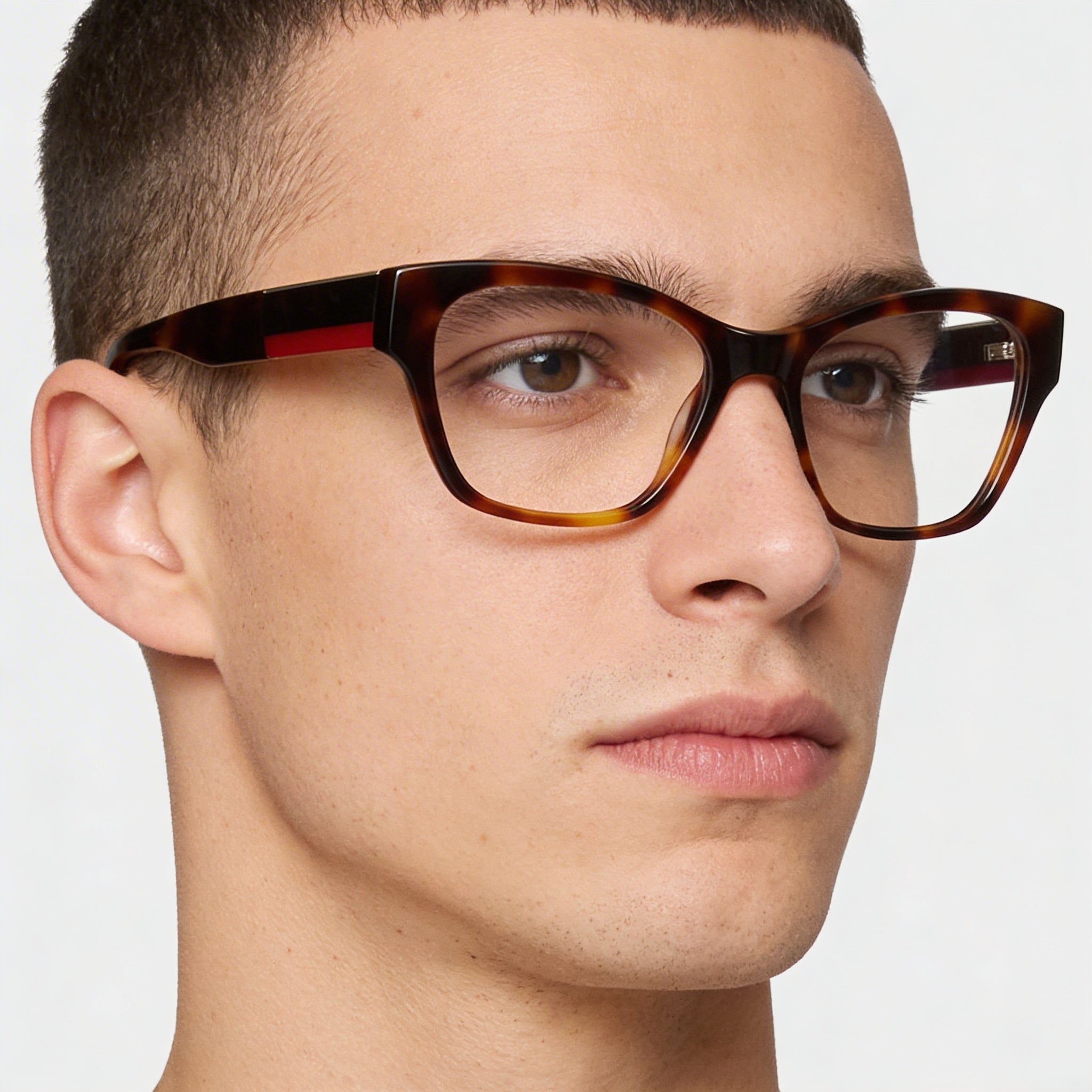 Lacoste Casual Men's Acetate Frame Eyeglasses in Havana Color, 54mm Lens Width, 17mm Bridge Width, 140mm Temple Length, Photo 5